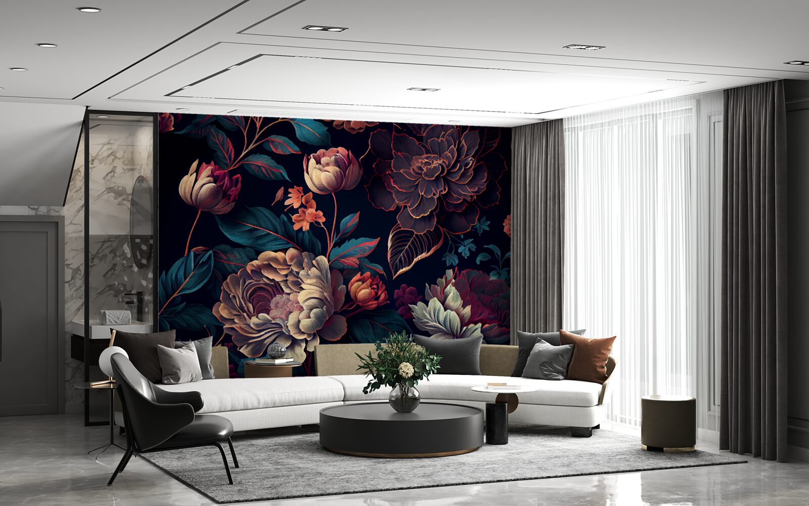 Fototapet amestec de flori frumoase întunecate