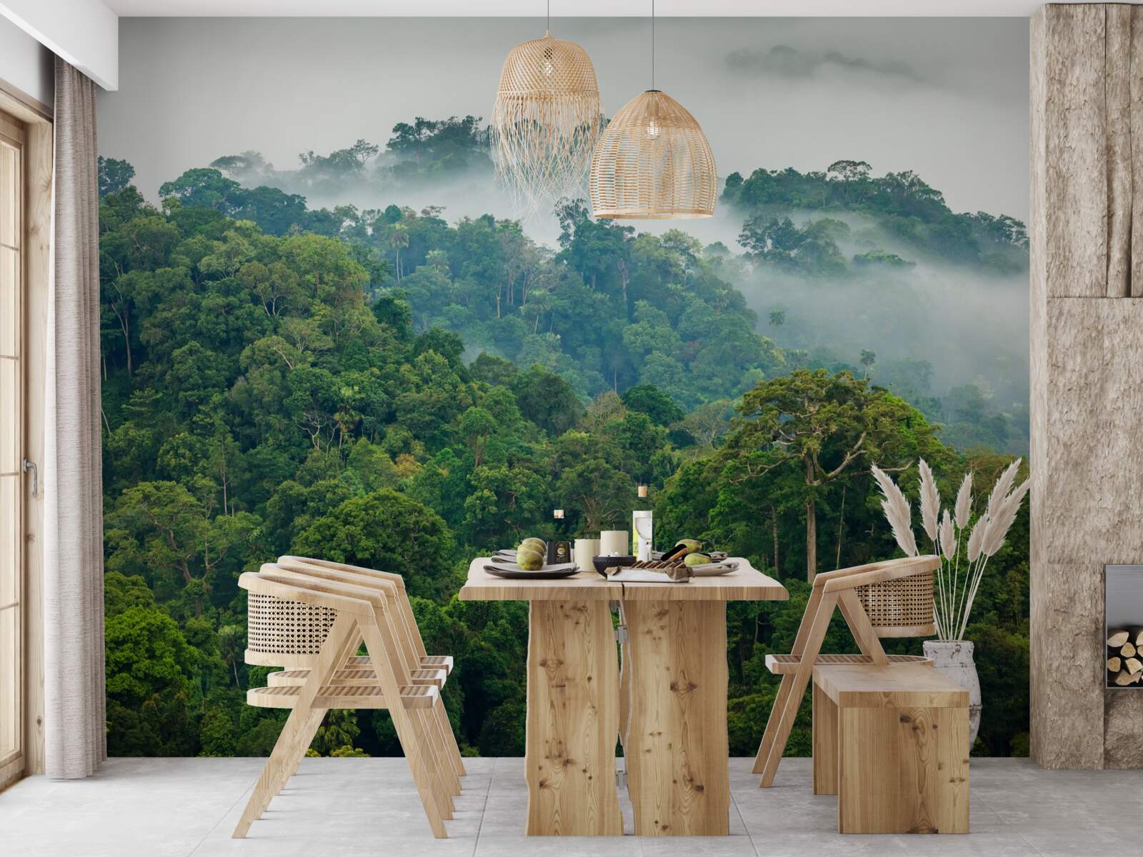 Fototapet jungla este învăluită într-o ceață groasă