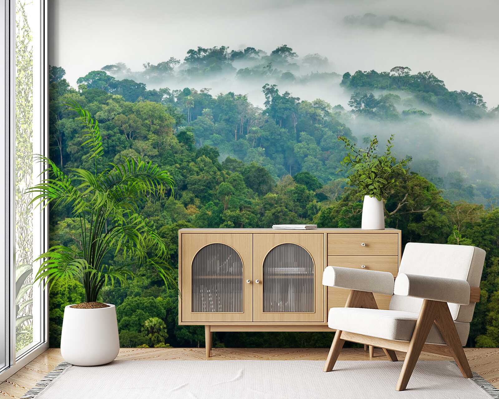 Fototapet jungla este învăluită într-o ceață groasă