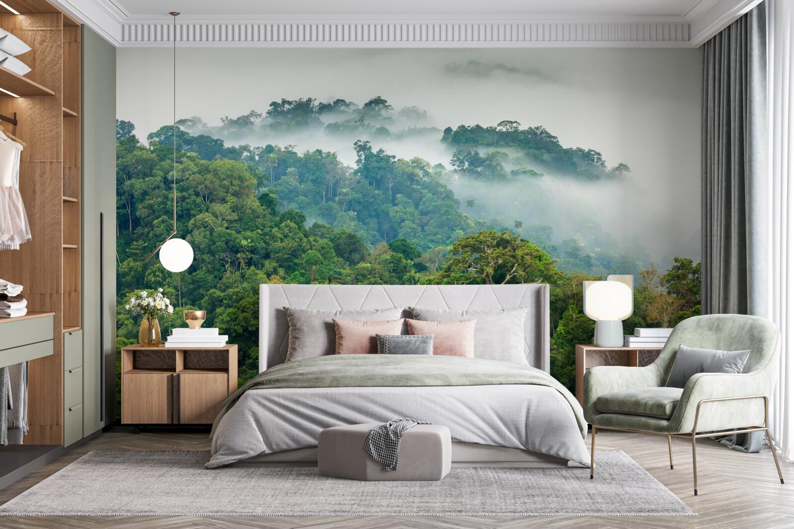 Fototapet jungla este învăluită într-o ceață groasă