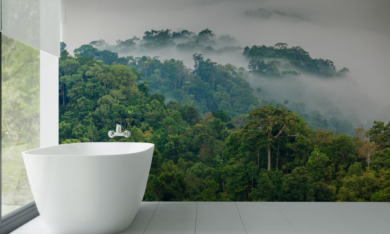 Fototapet jungla este învăluită într-o ceață groasă