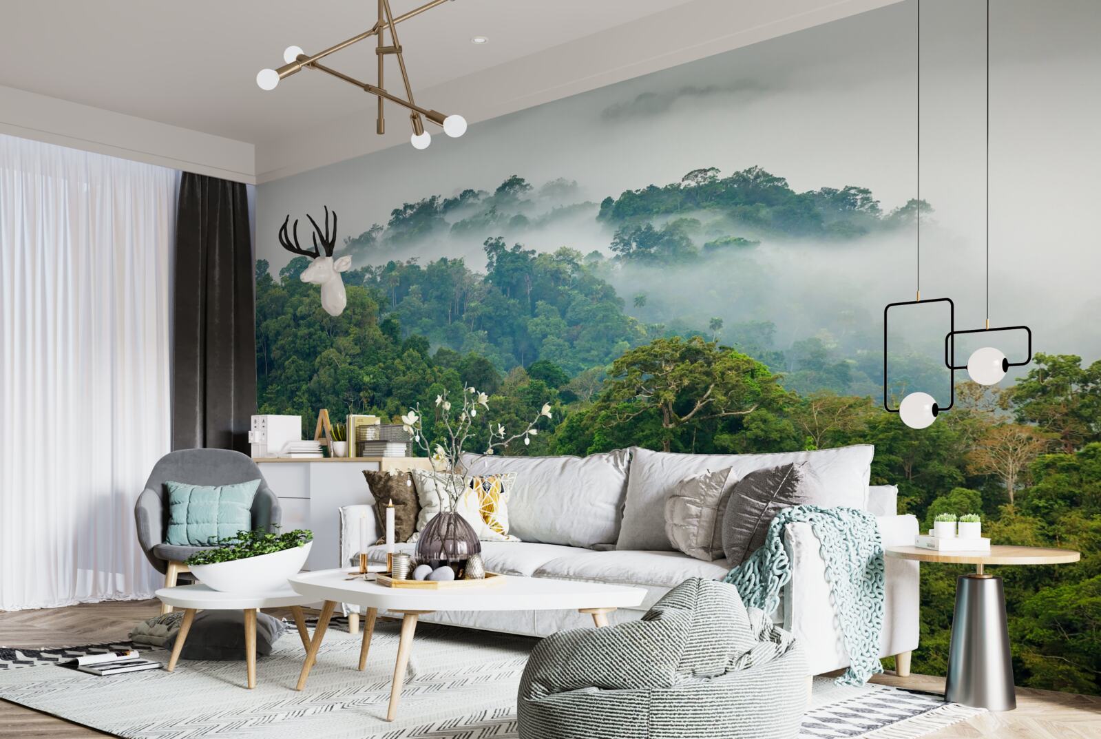 Fototapet jungla este învăluită într-o ceață groasă