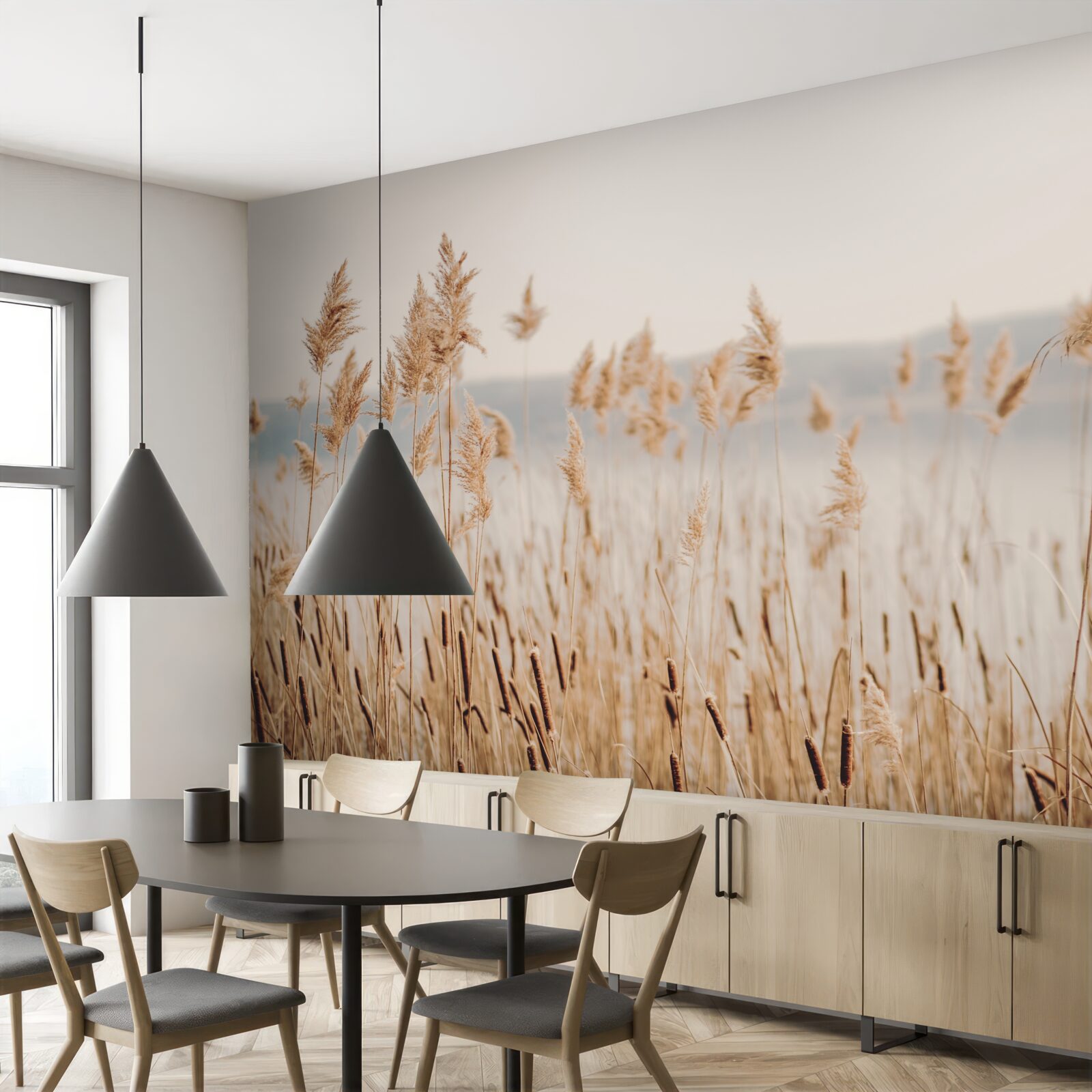 Fototapet un lan de grâu presărat cu spice