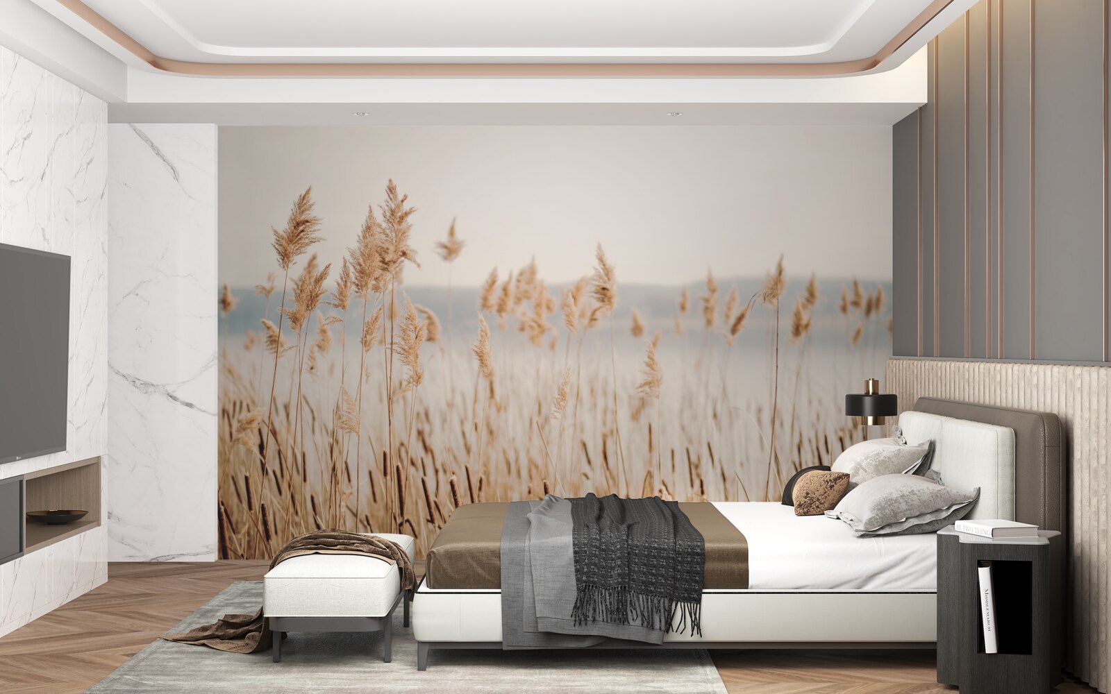 Fototapet un lan de grâu presărat cu spice