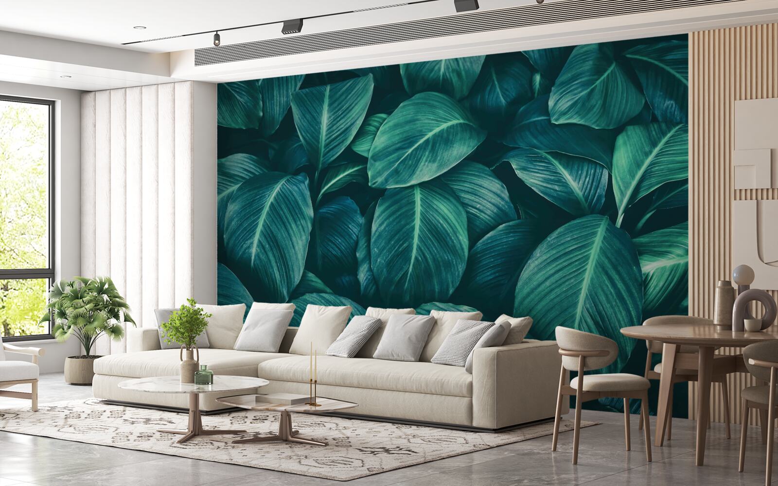 Fototapet frunzele de ferigă au o culoare strălucitoare de smarald