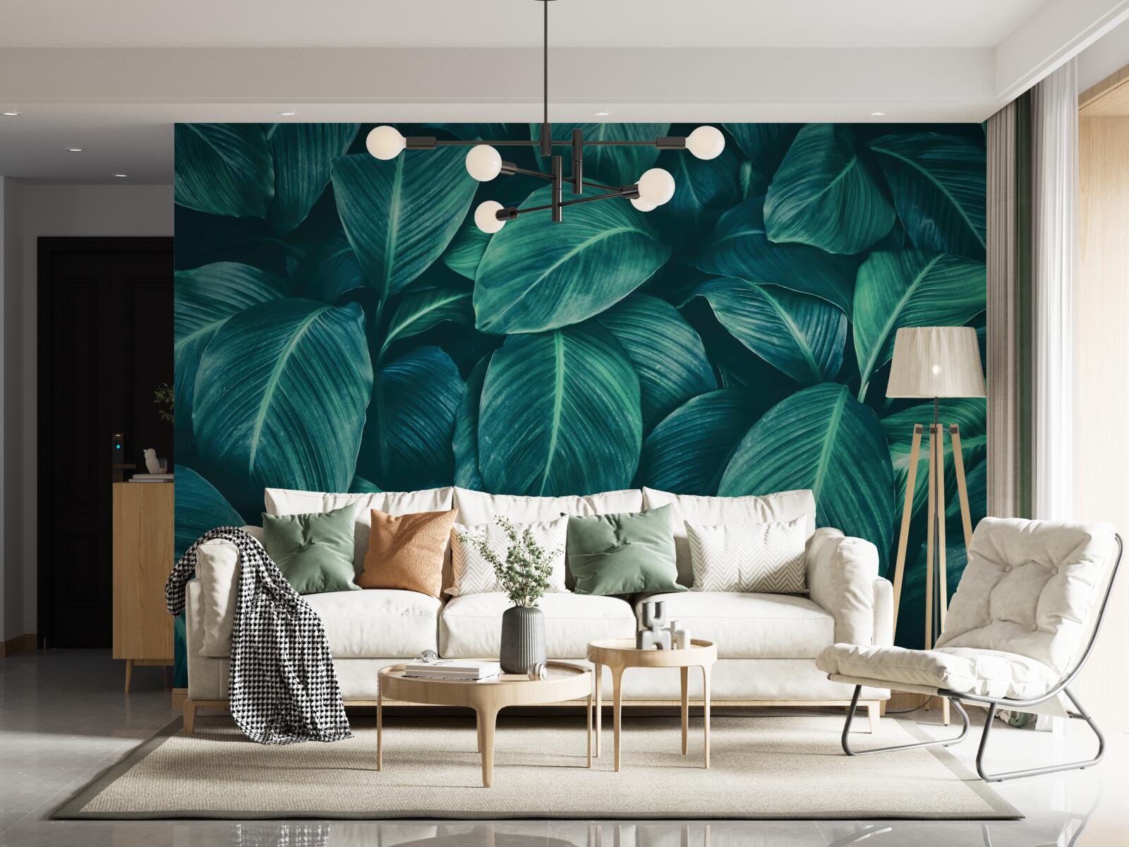 Fototapet frunzele de ferigă au o culoare strălucitoare de smarald