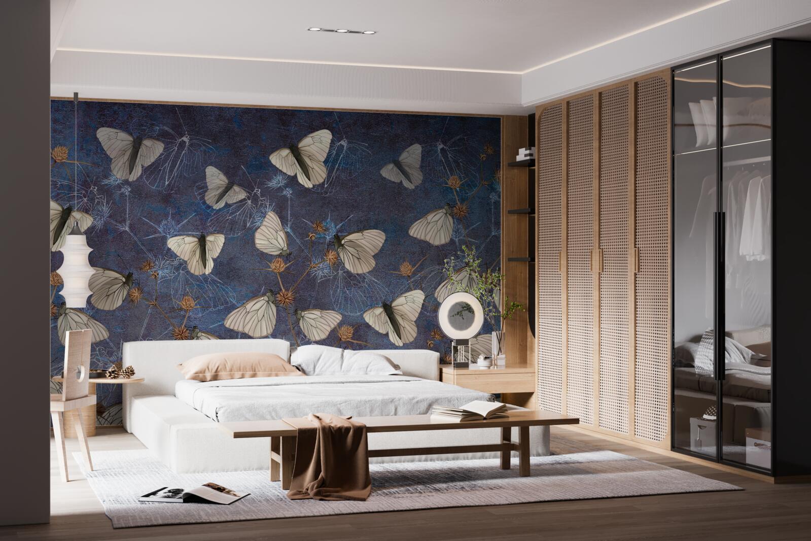 Fototapet fluturi albi în timpul sezonului de creștere