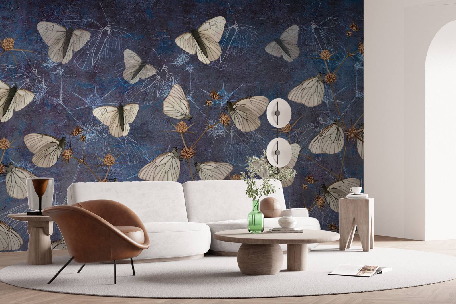 Fototapet fluturi albi în timpul sezonului de creștere