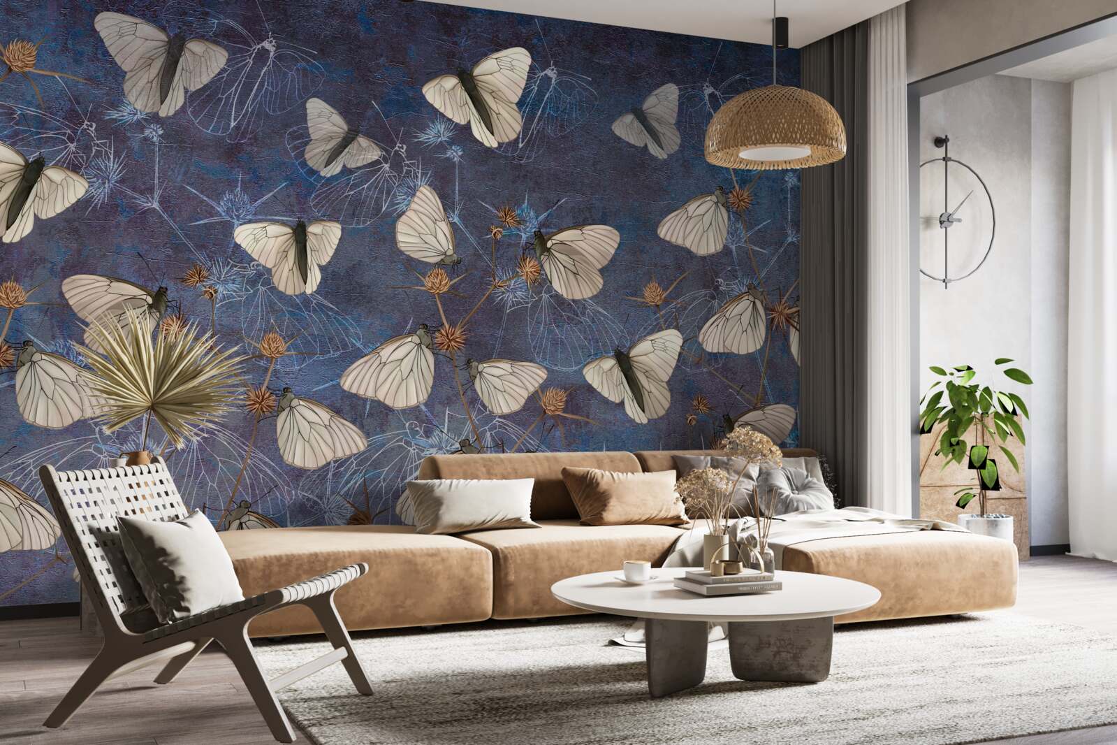 Fototapet fluturi albi în timpul sezonului de creștere