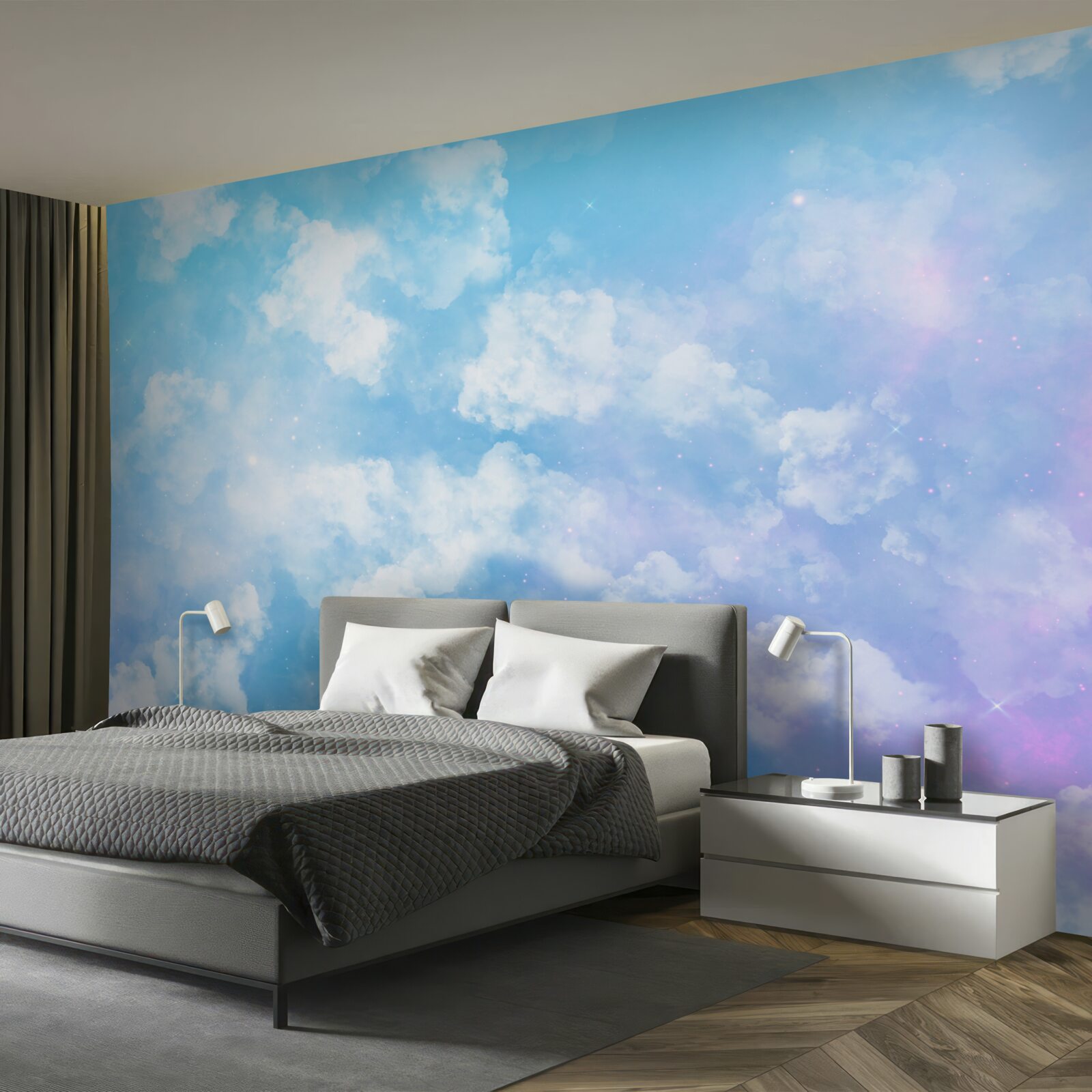 Fototapet firmament, plăcut ochiului cu strălucirea sa și norii albi ca zăpada