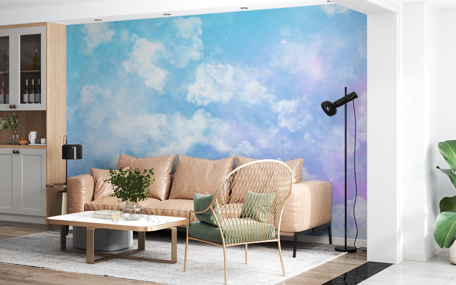 Fototapet firmament, plăcut ochiului cu strălucirea sa și norii albi ca zăpada