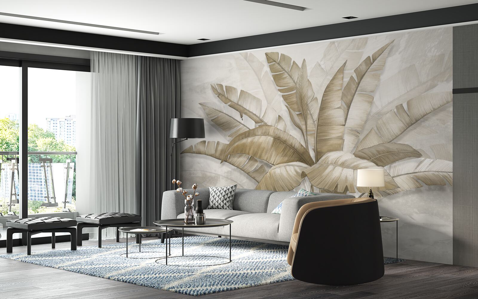 Fototapet buchet de frunze mari de palmier