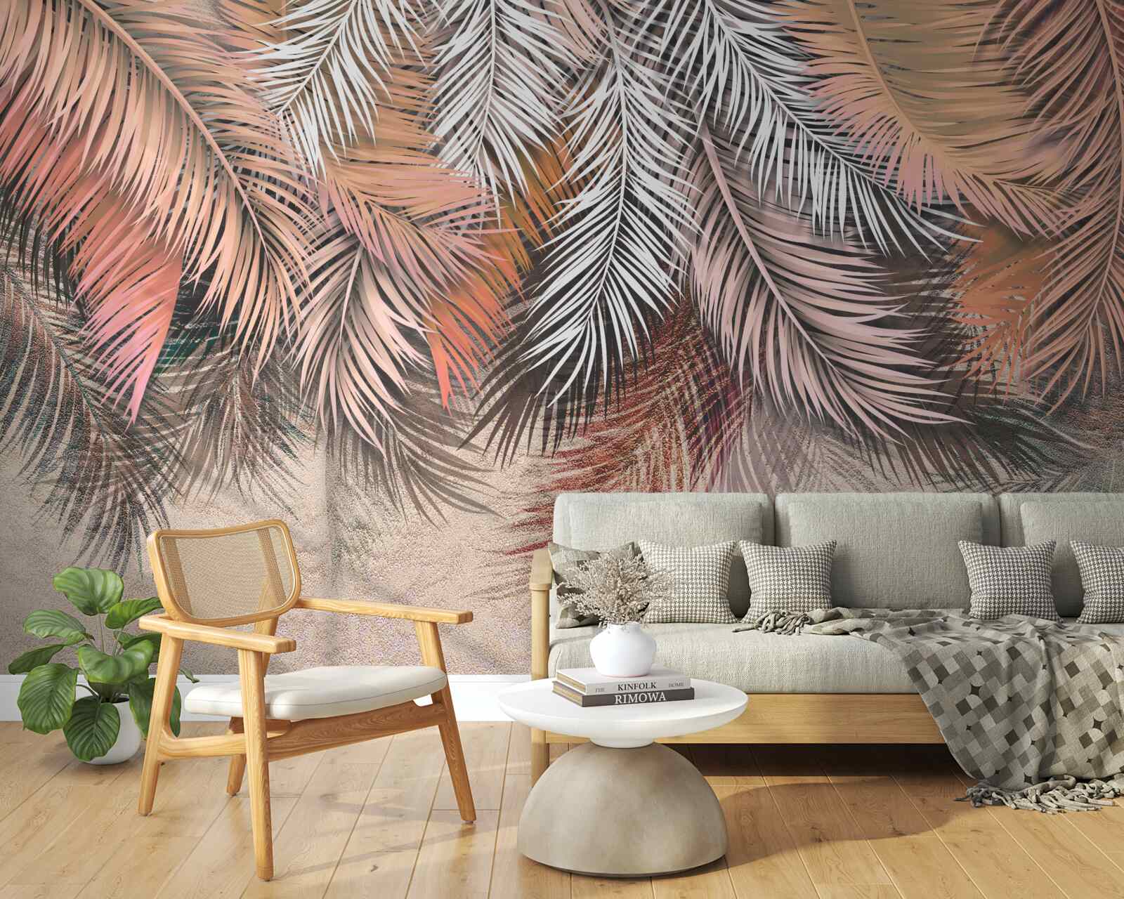 Fototapet frunze care cad în formă de pene