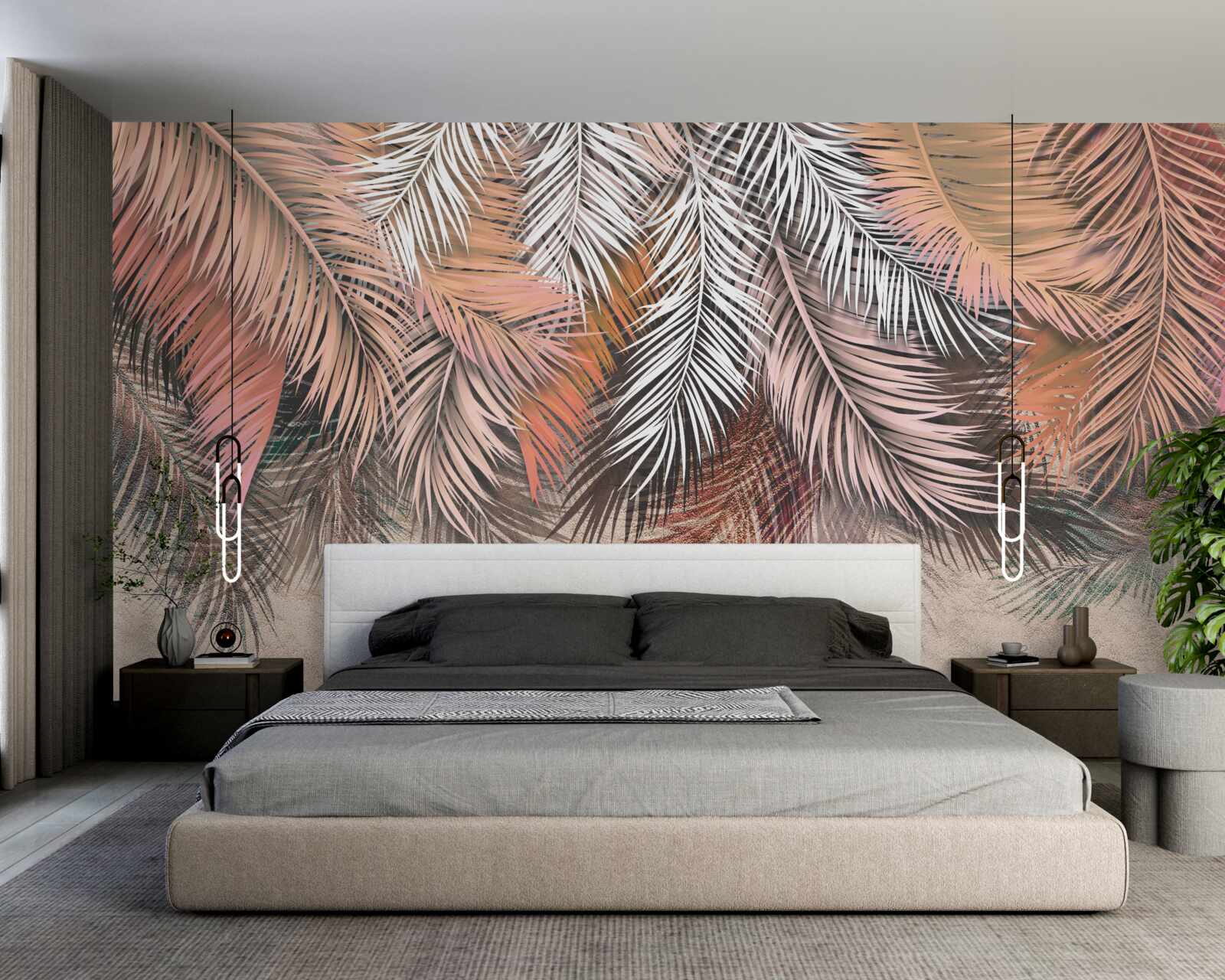 Fototapet frunze care cad în formă de pene