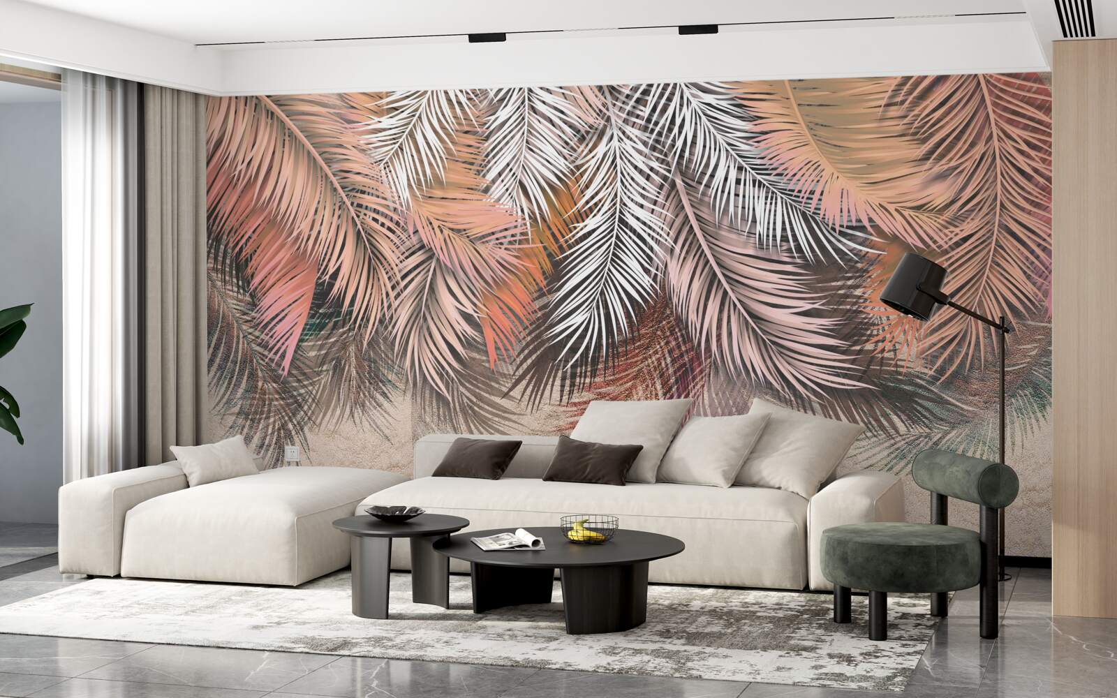 Fototapet frunze care cad în formă de pene