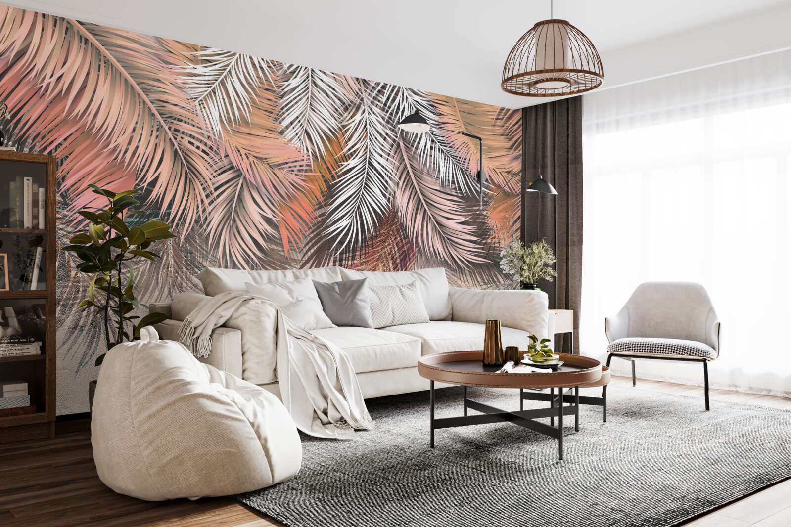 Fototapet frunze care cad în formă de pene