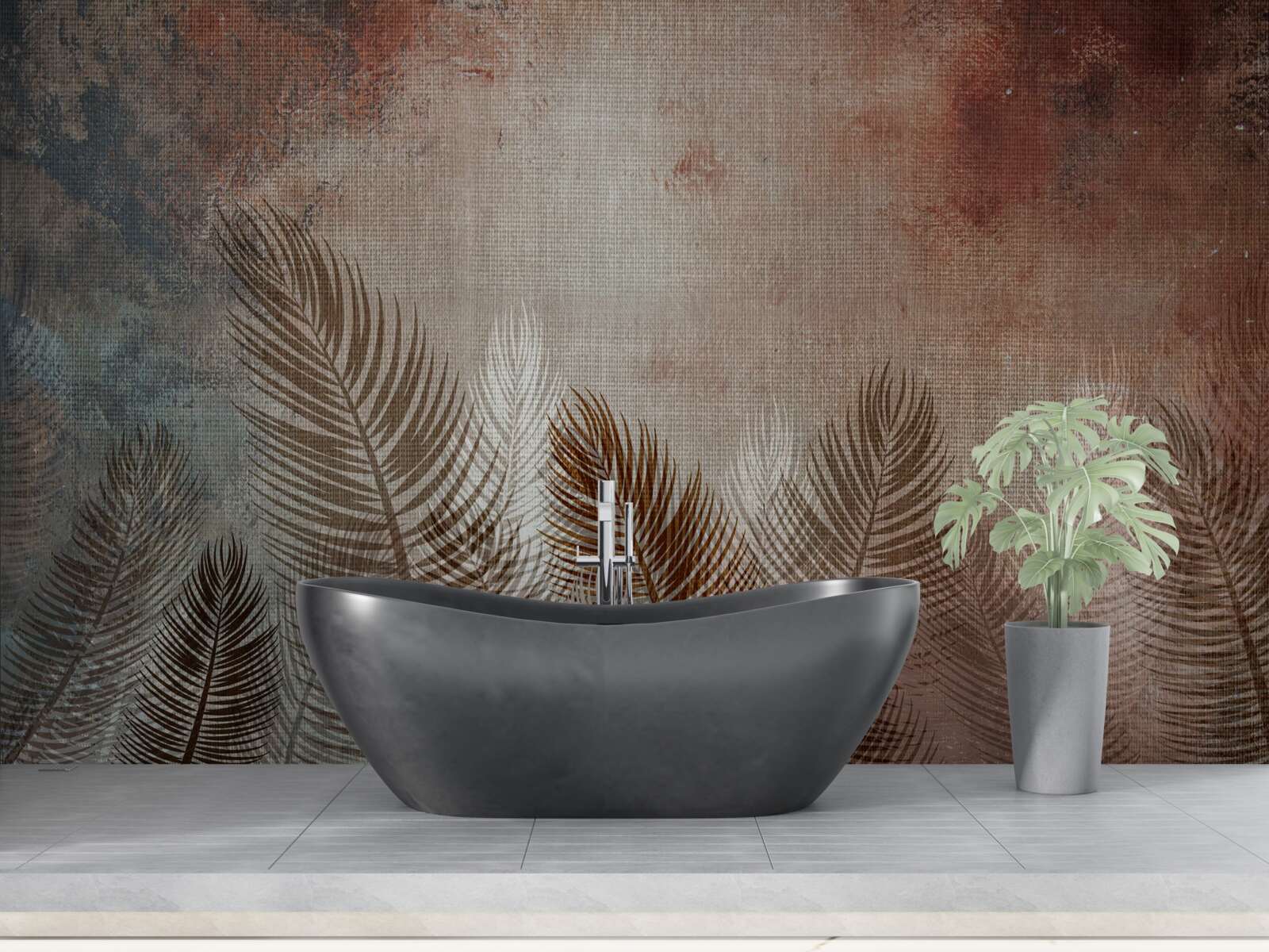 Fototapet frunzele de palmier în paleta de toamnă au un aspect pufos