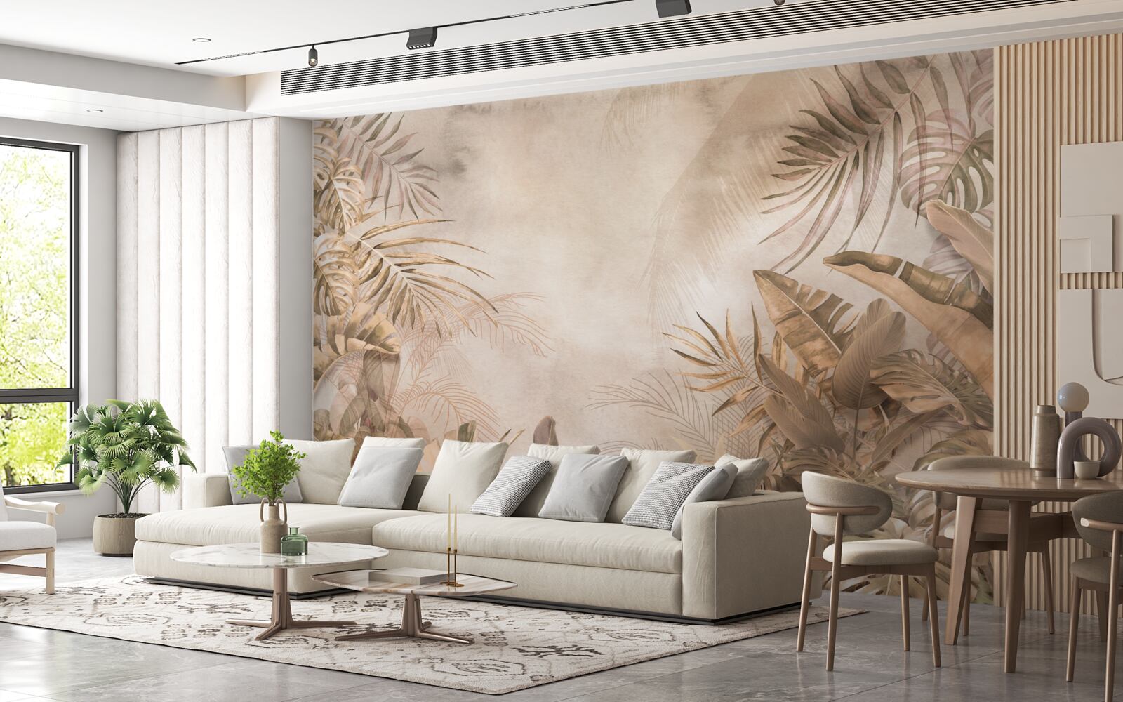 Fototapet monstera și palmierii cresc în pădurile tropicale