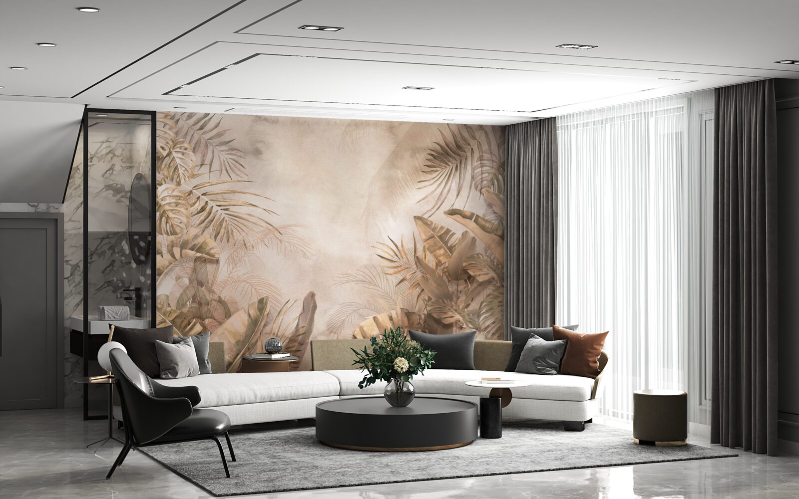 Fototapet monstera și palmierii cresc în pădurile tropicale