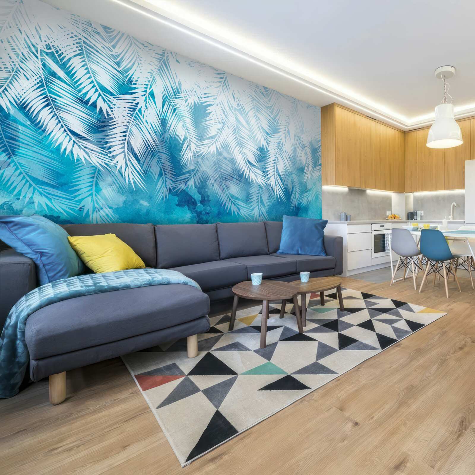 Fototapet frunze albe de ferigă pe un fundal de iarnă