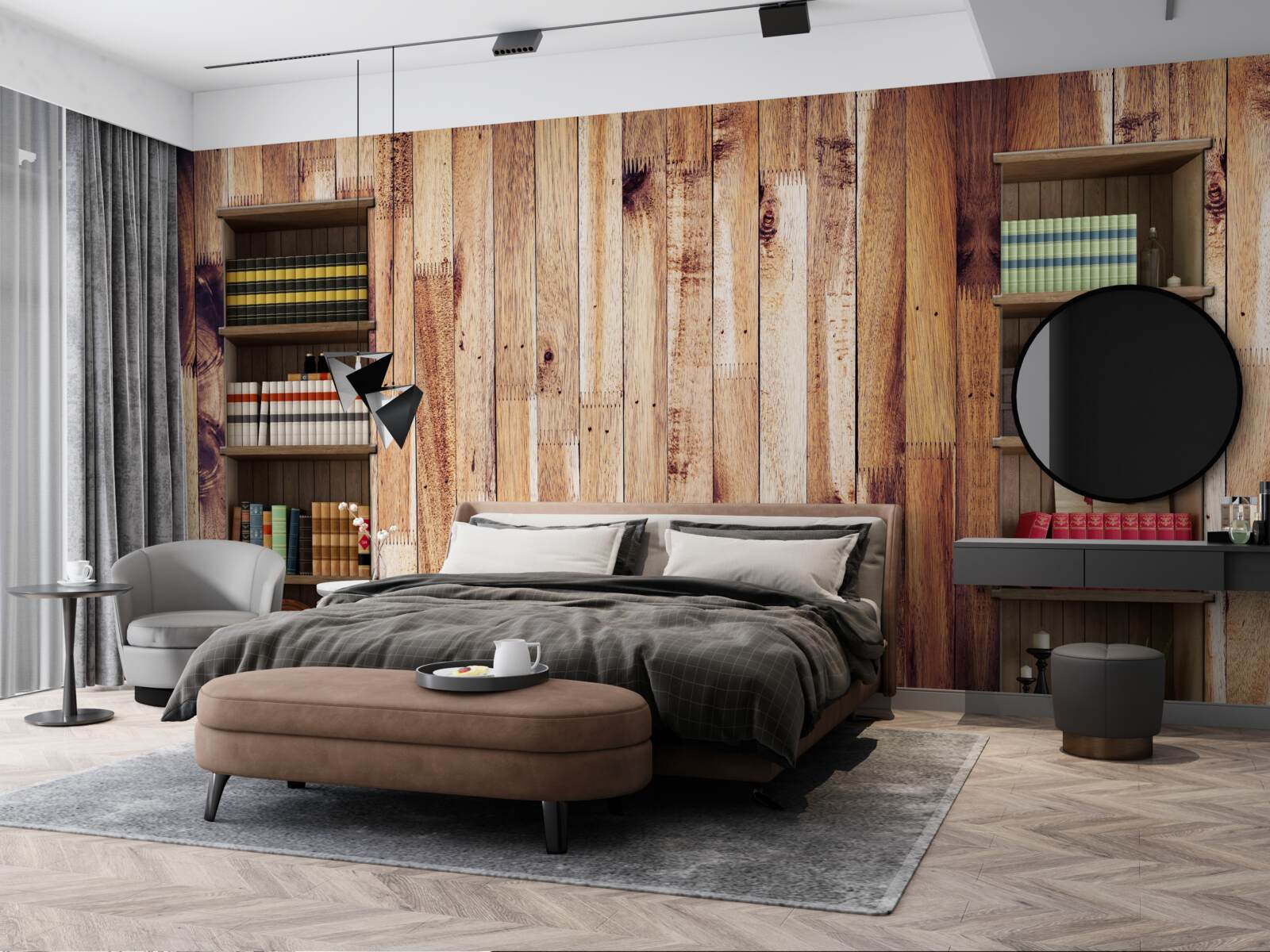 Fototapet rafturi pe parchet