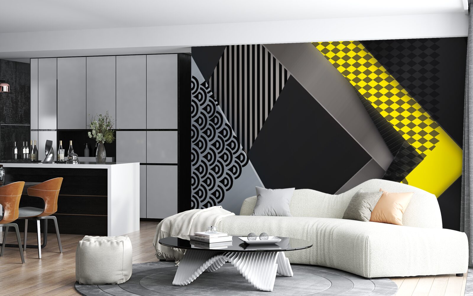 Fototapet dreptunghiuri în negru și galben