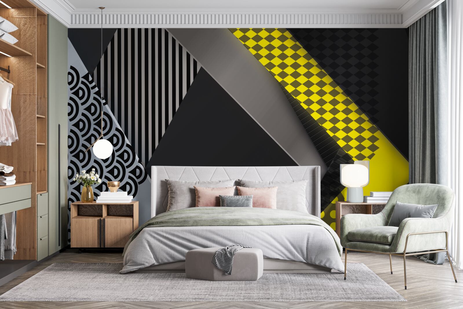 Fototapet dreptunghiuri în negru și galben