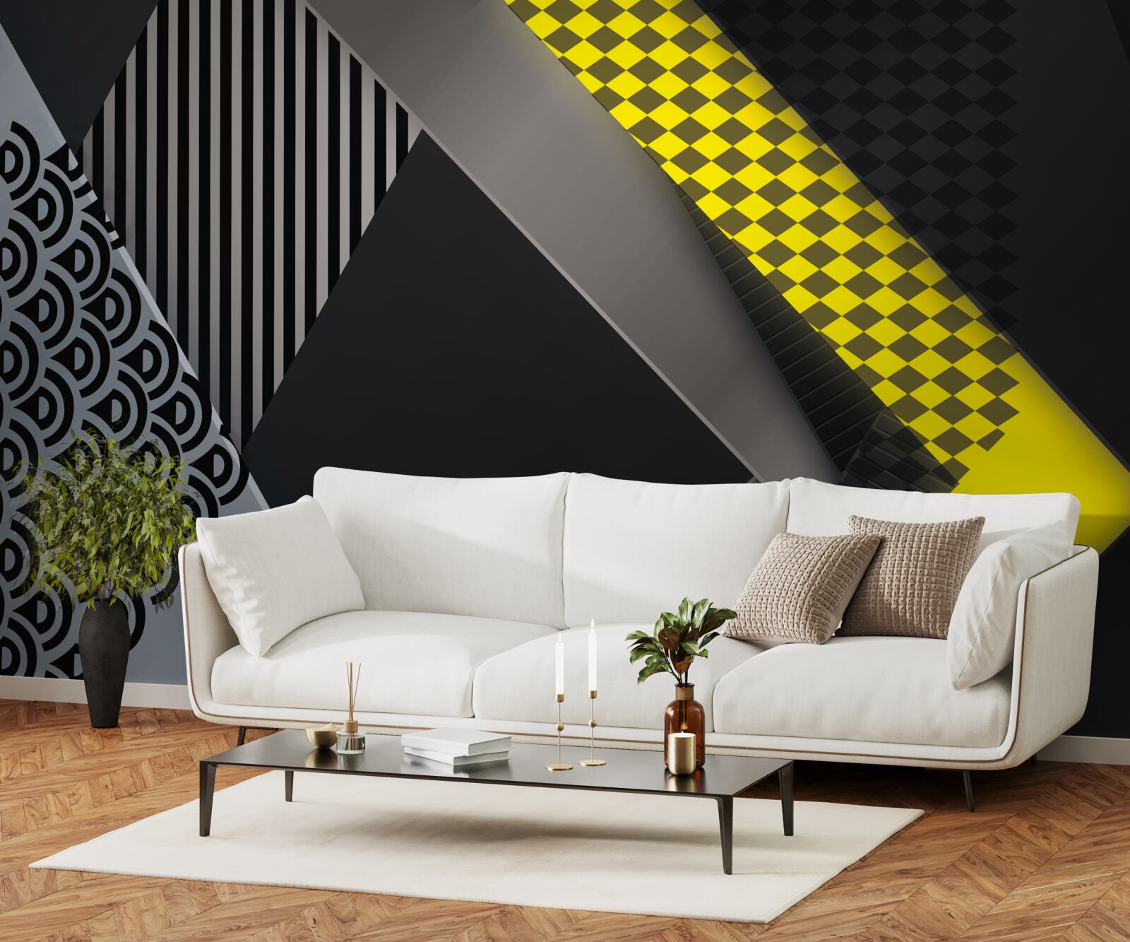 Fototapet dreptunghiuri în negru și galben
