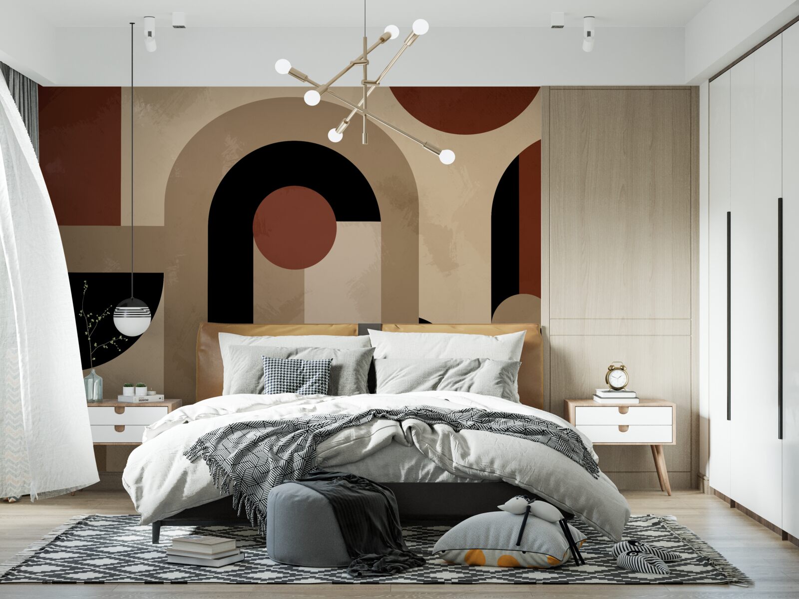 Fototapet nuanțe maro de forme abstracte