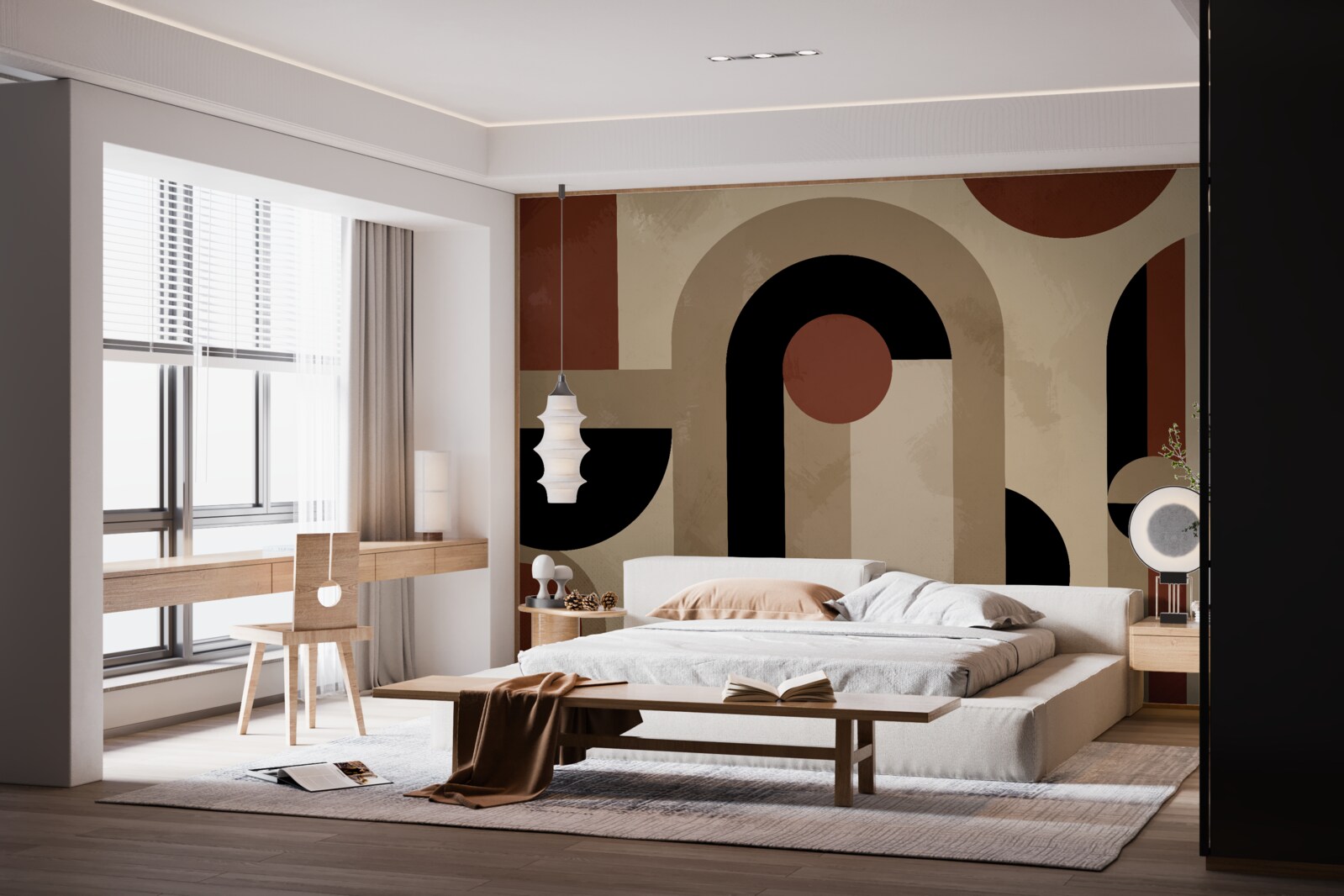 Fototapet nuanțe maro de forme abstracte