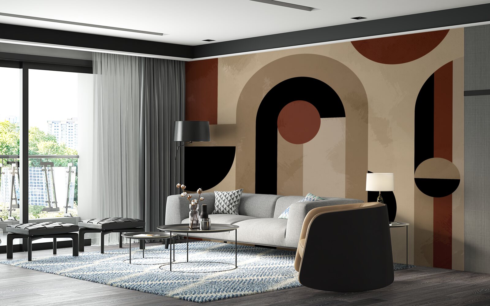 Fototapet nuanțe maro de forme abstracte