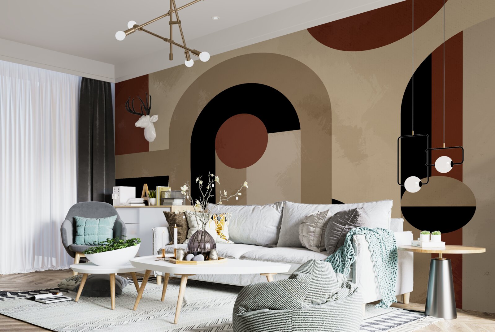 Fototapet nuanțe maro de forme abstracte