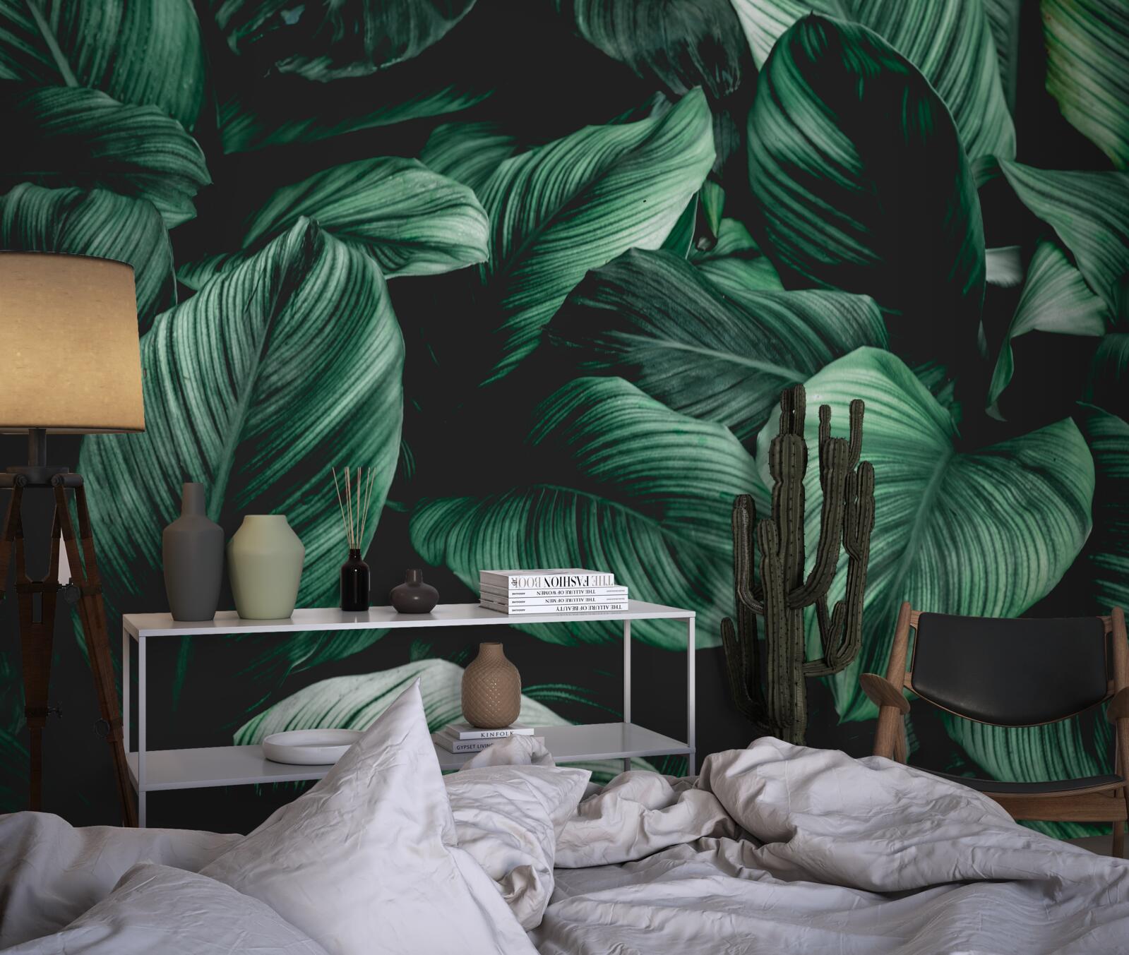 Fototapet frunze tropicale verde închis