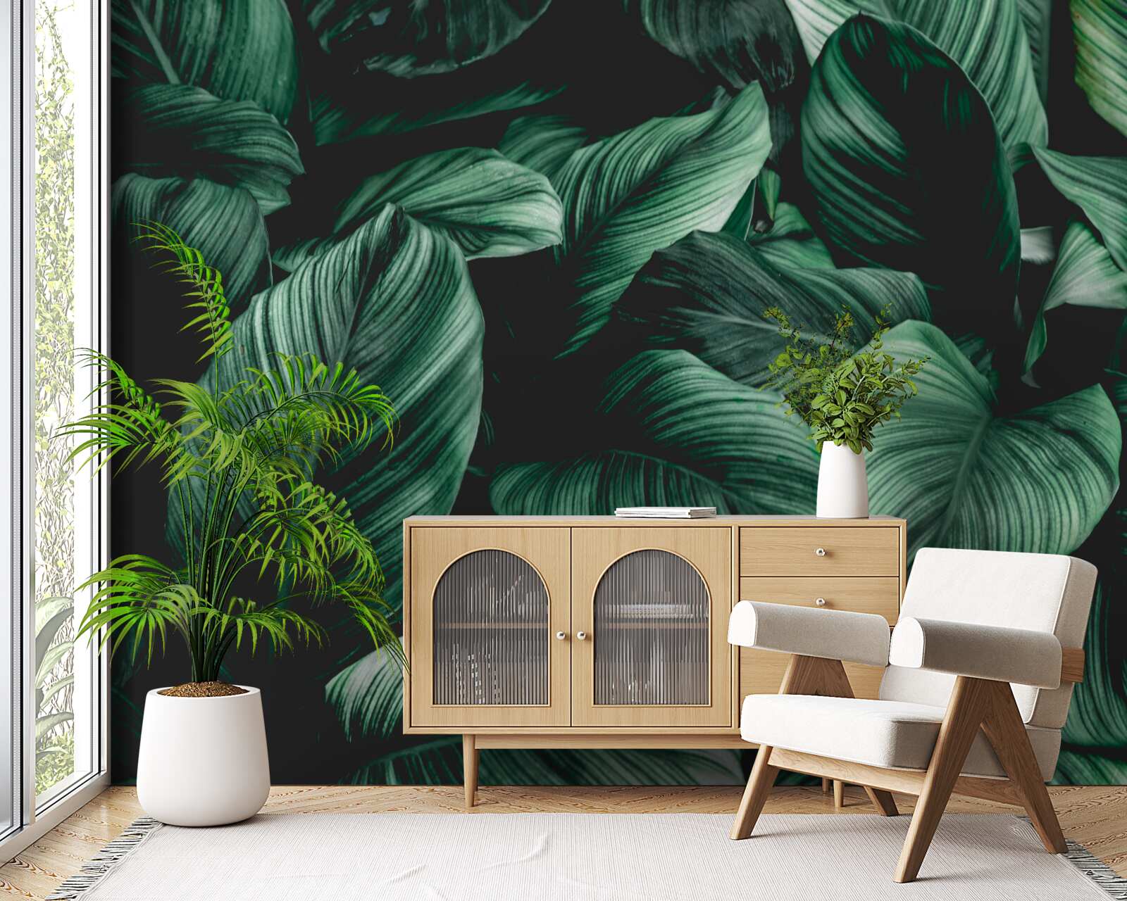 Fototapet frunze tropicale verde închis