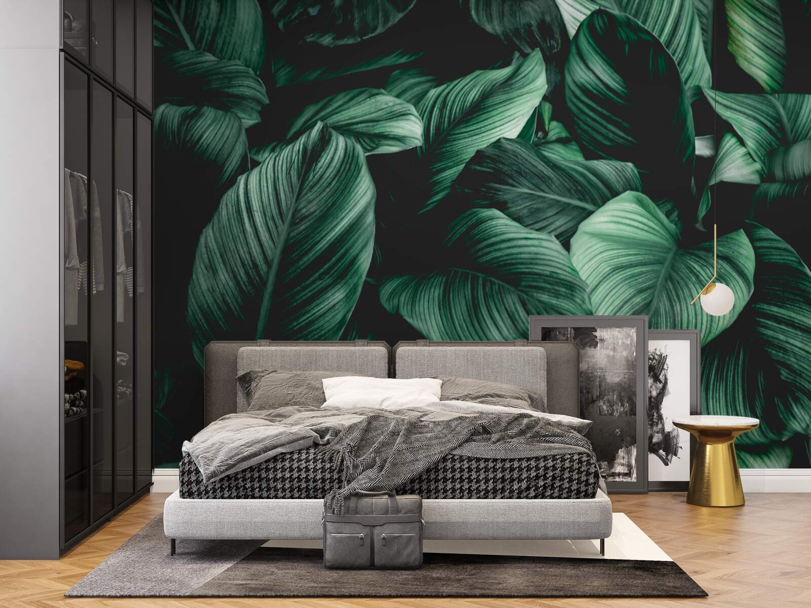 Fototapet frunze tropicale verde închis