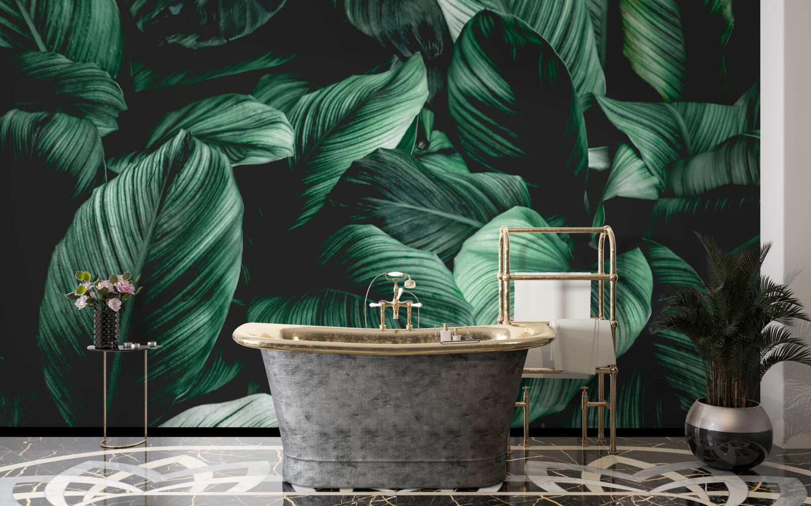 Fototapet frunze tropicale verde închis