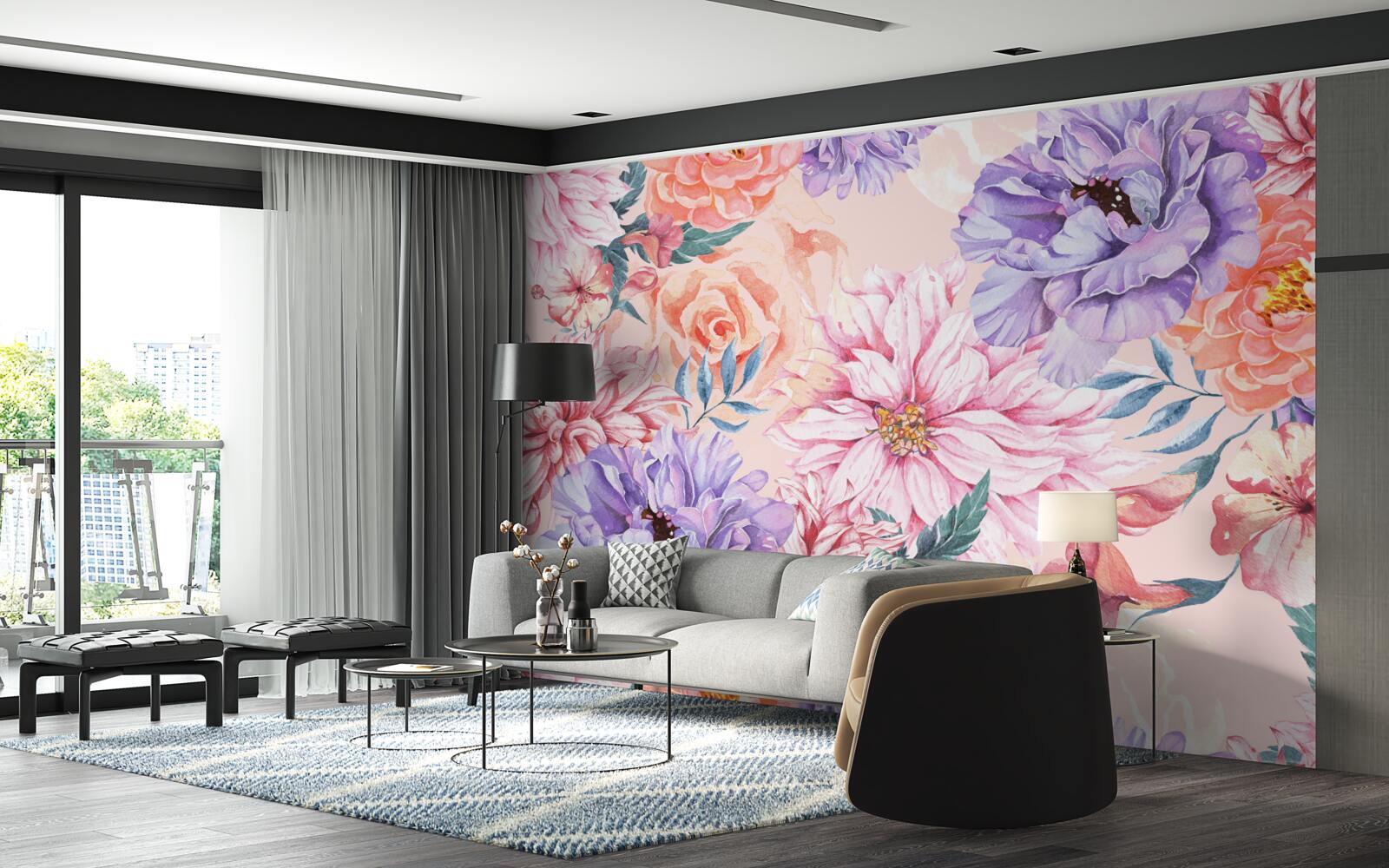 Fototapet sortiment de flori strălucitoare de primăvară