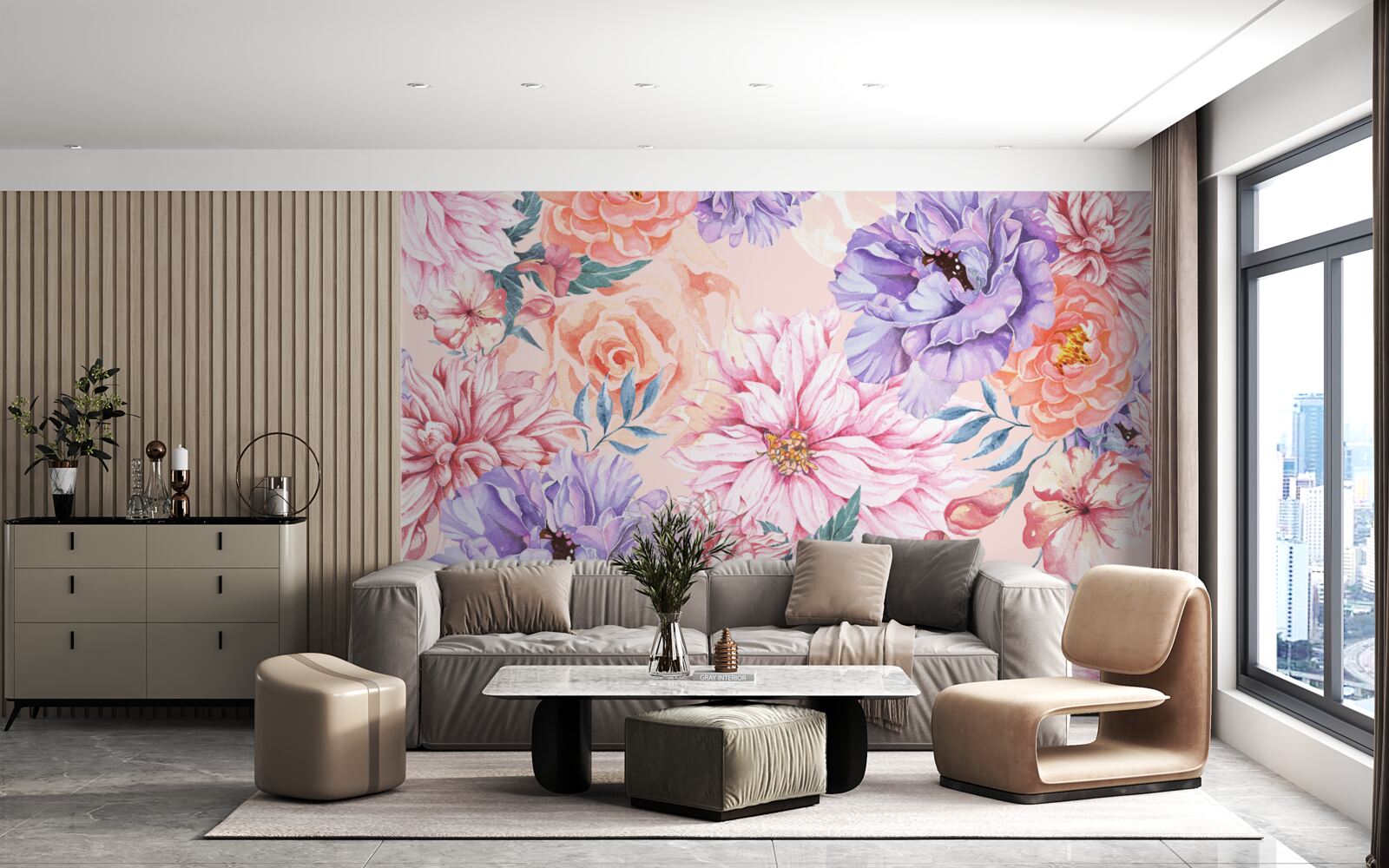 Fototapet sortiment de flori strălucitoare de primăvară