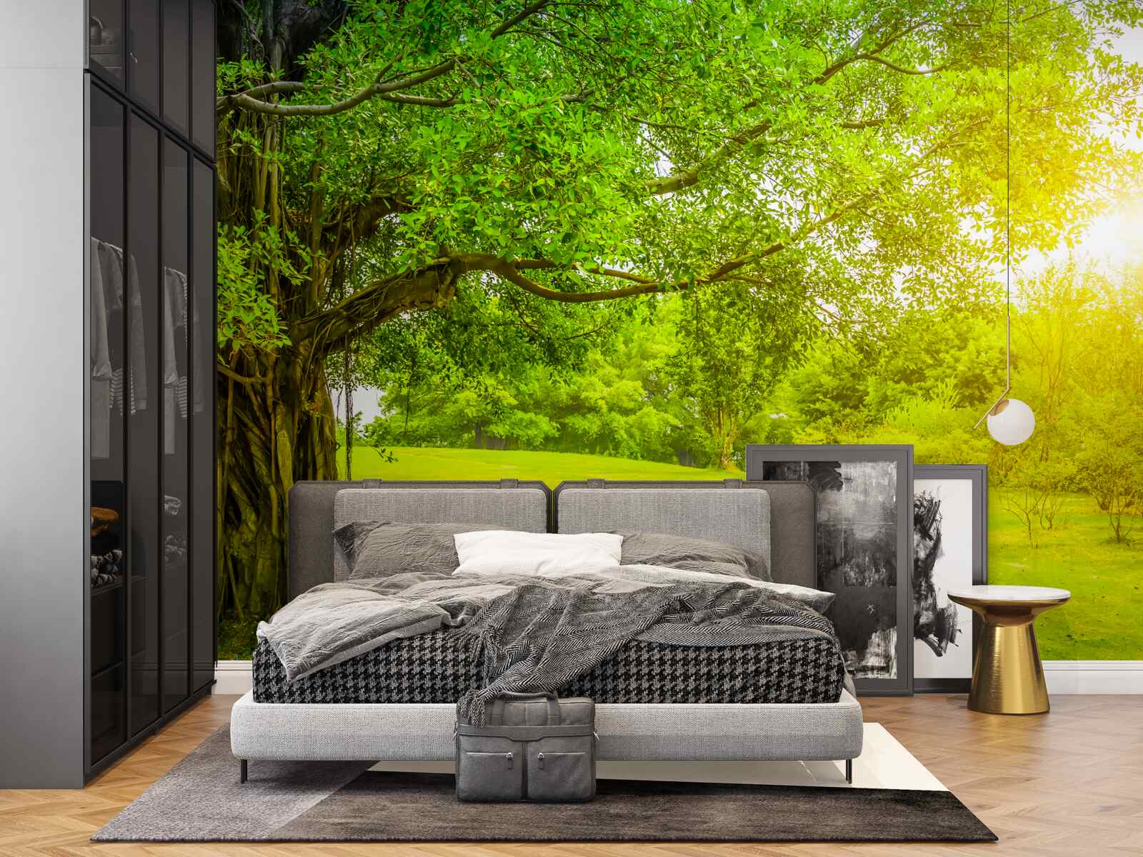 Fototapet luminiș luminos, luminat de soare și care se remarcă prin culoarea sa verde