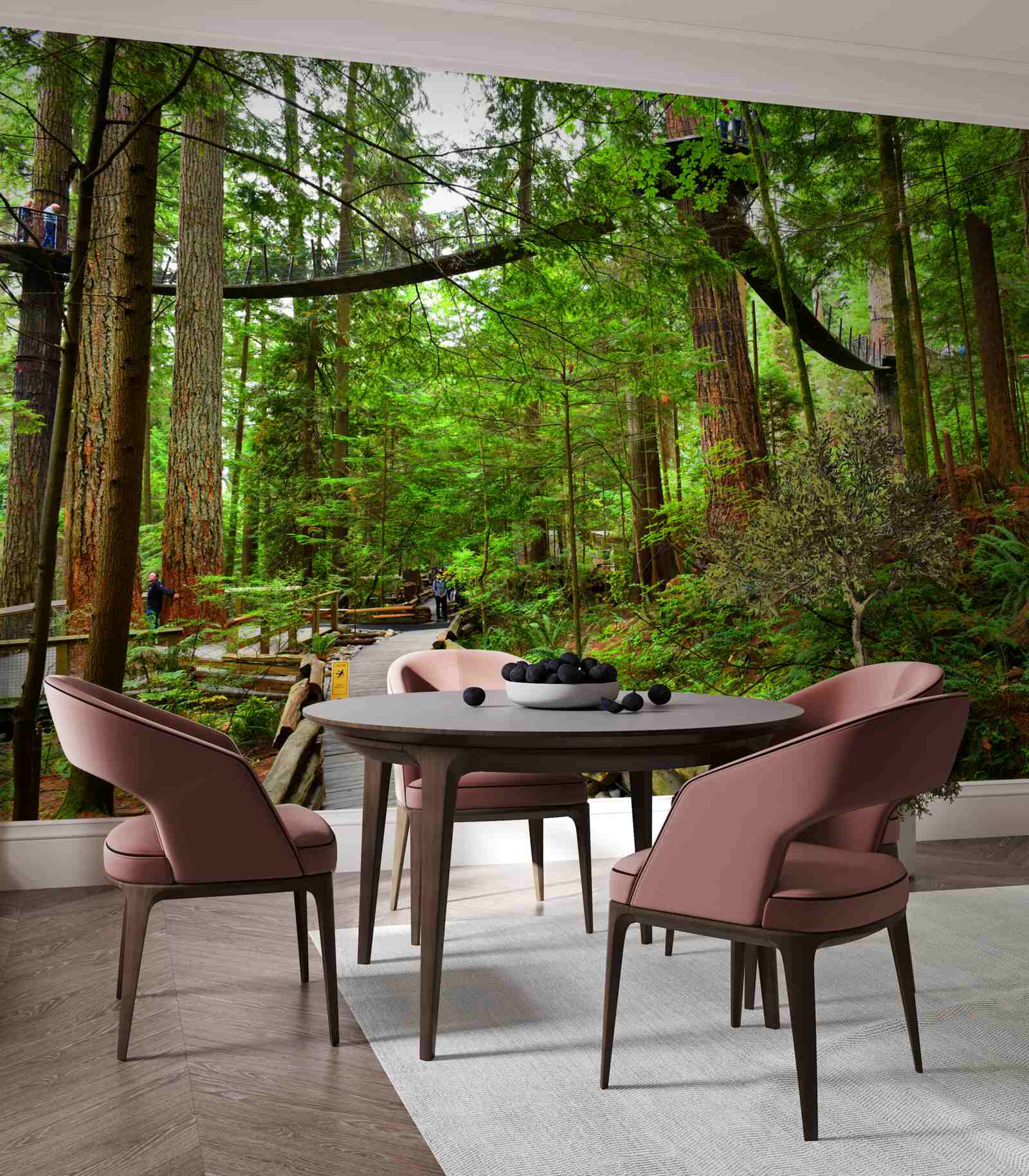 Fototapet pod turistic suspendat înconjurat de pădure