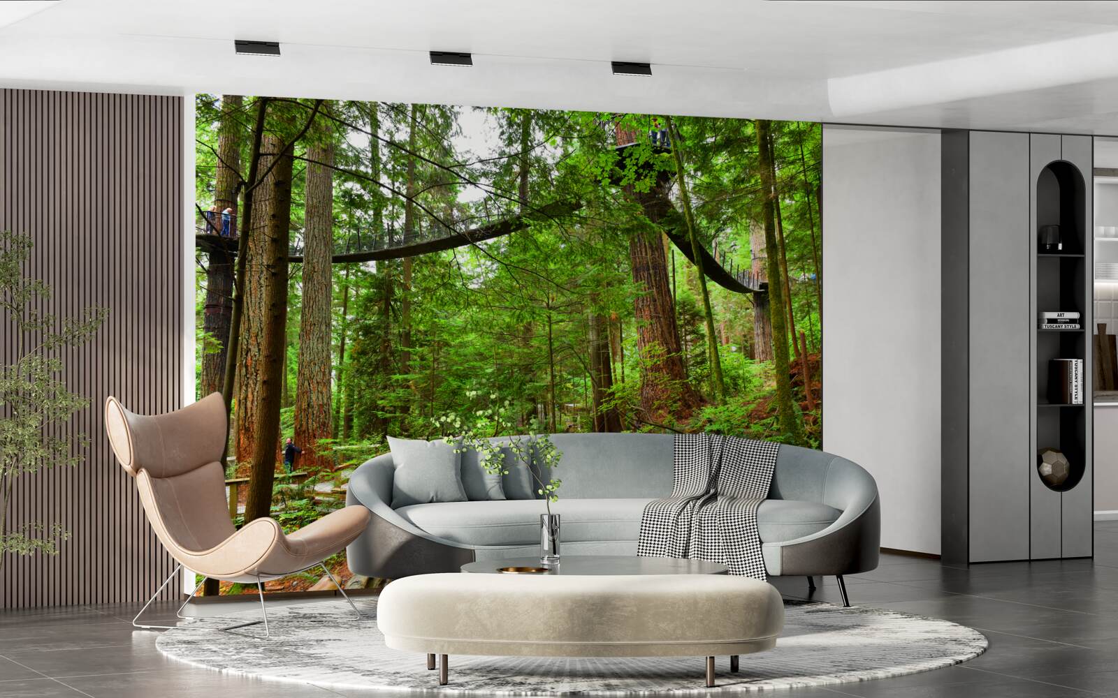 Fototapet pod turistic suspendat înconjurat de pădure