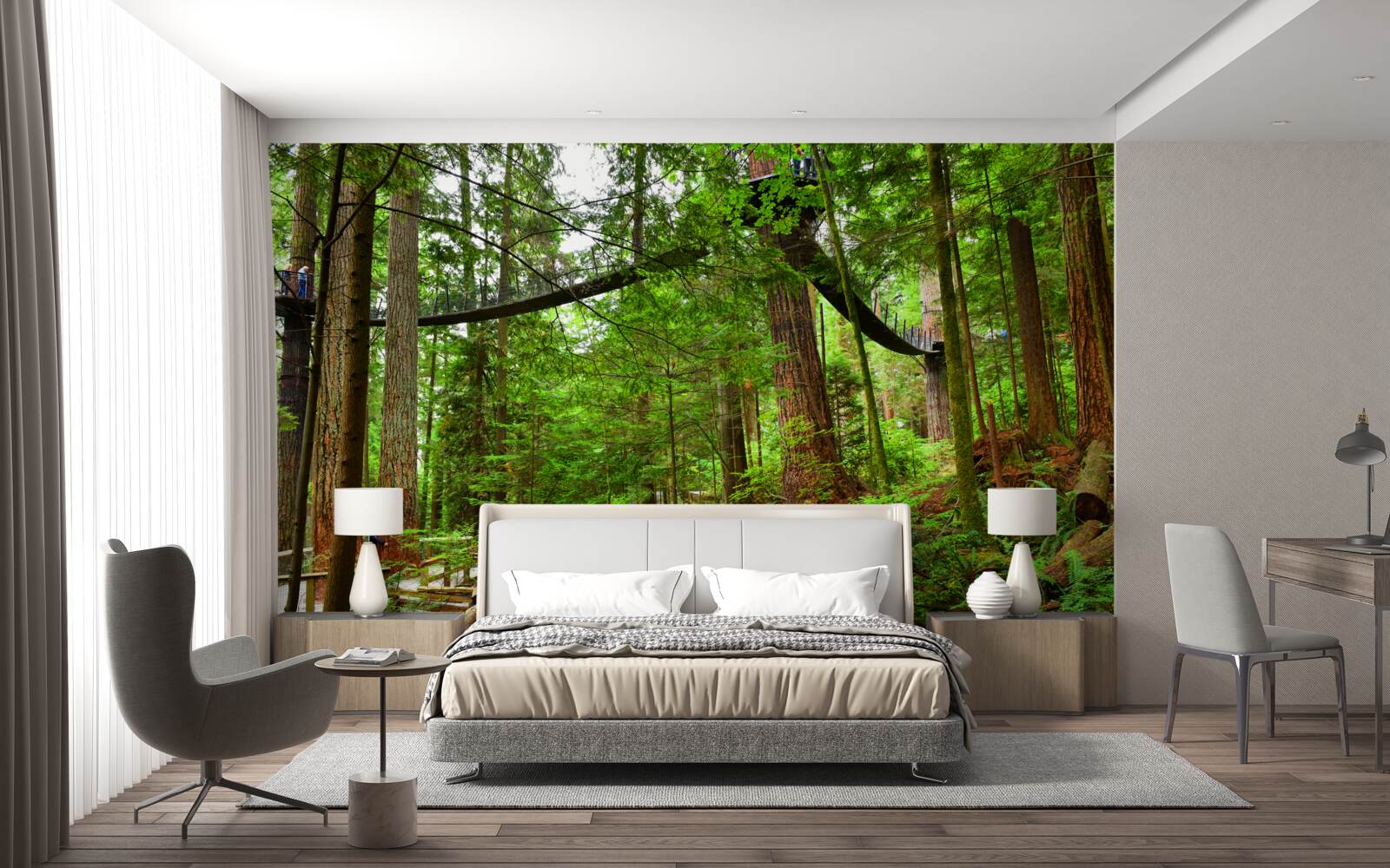 Fototapet pod turistic suspendat înconjurat de pădure