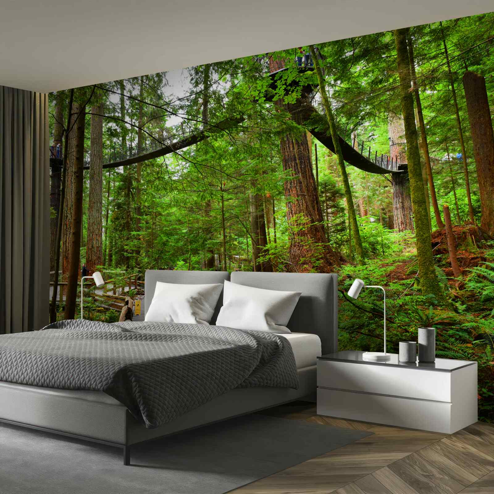 Fototapet pod turistic suspendat înconjurat de pădure