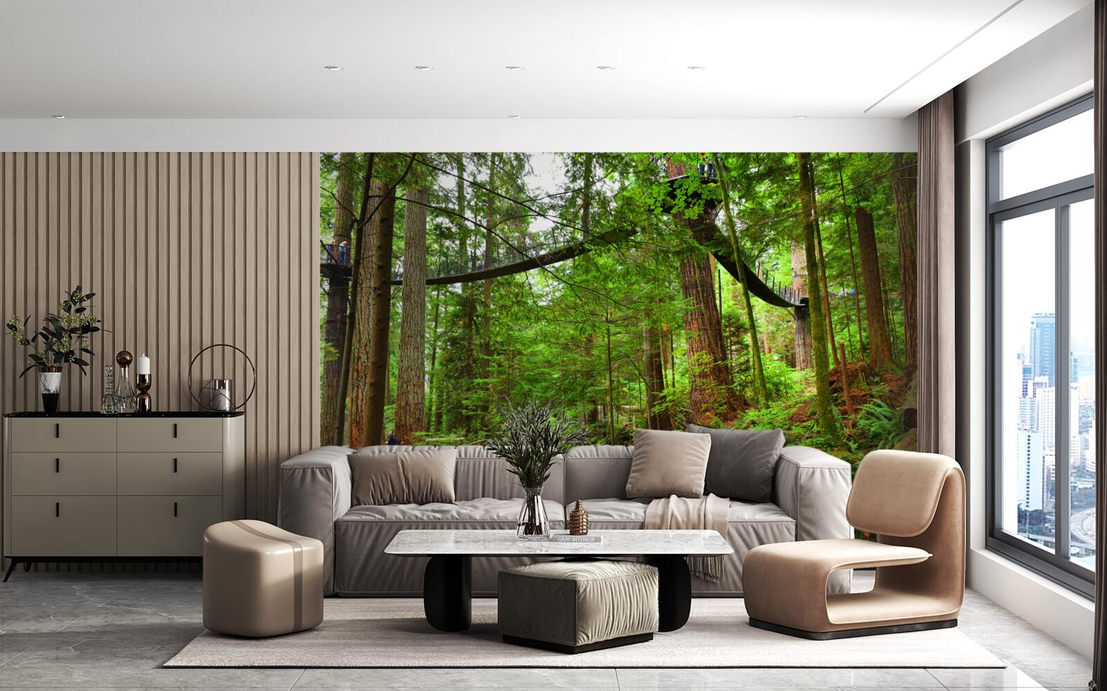 Fototapet pod turistic suspendat înconjurat de pădure