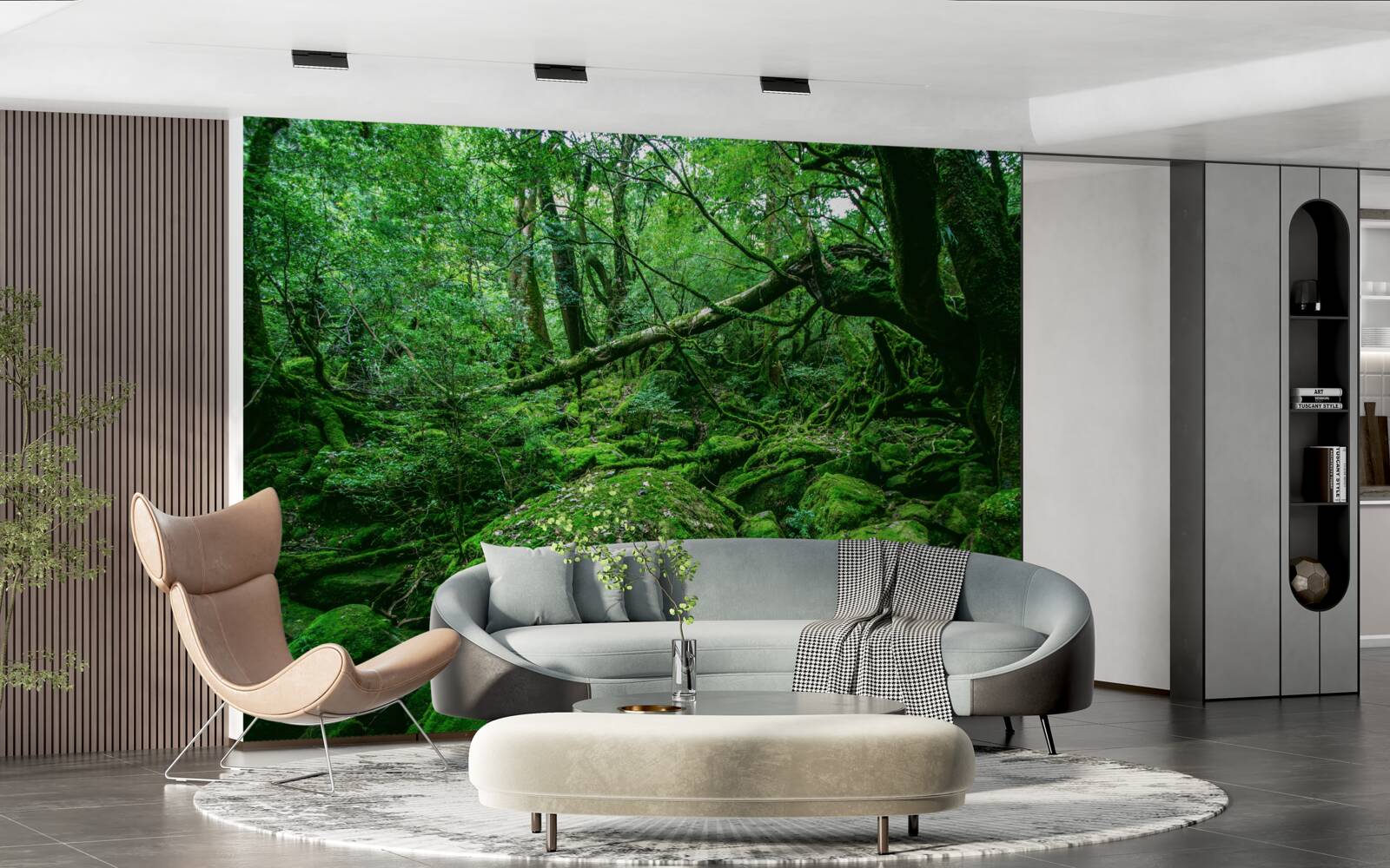 Fototapet pădure, abundent verde, fără lumina soarelui