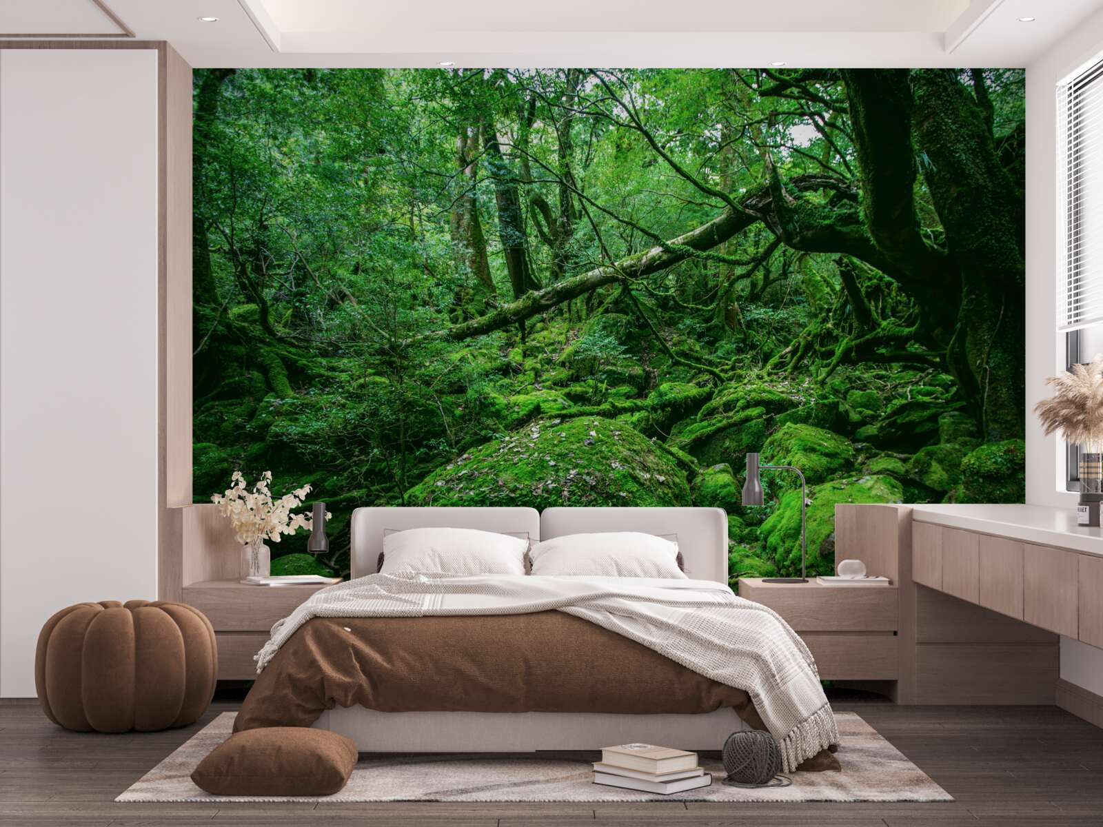 Fototapet pădure, abundent verde, fără lumina soarelui