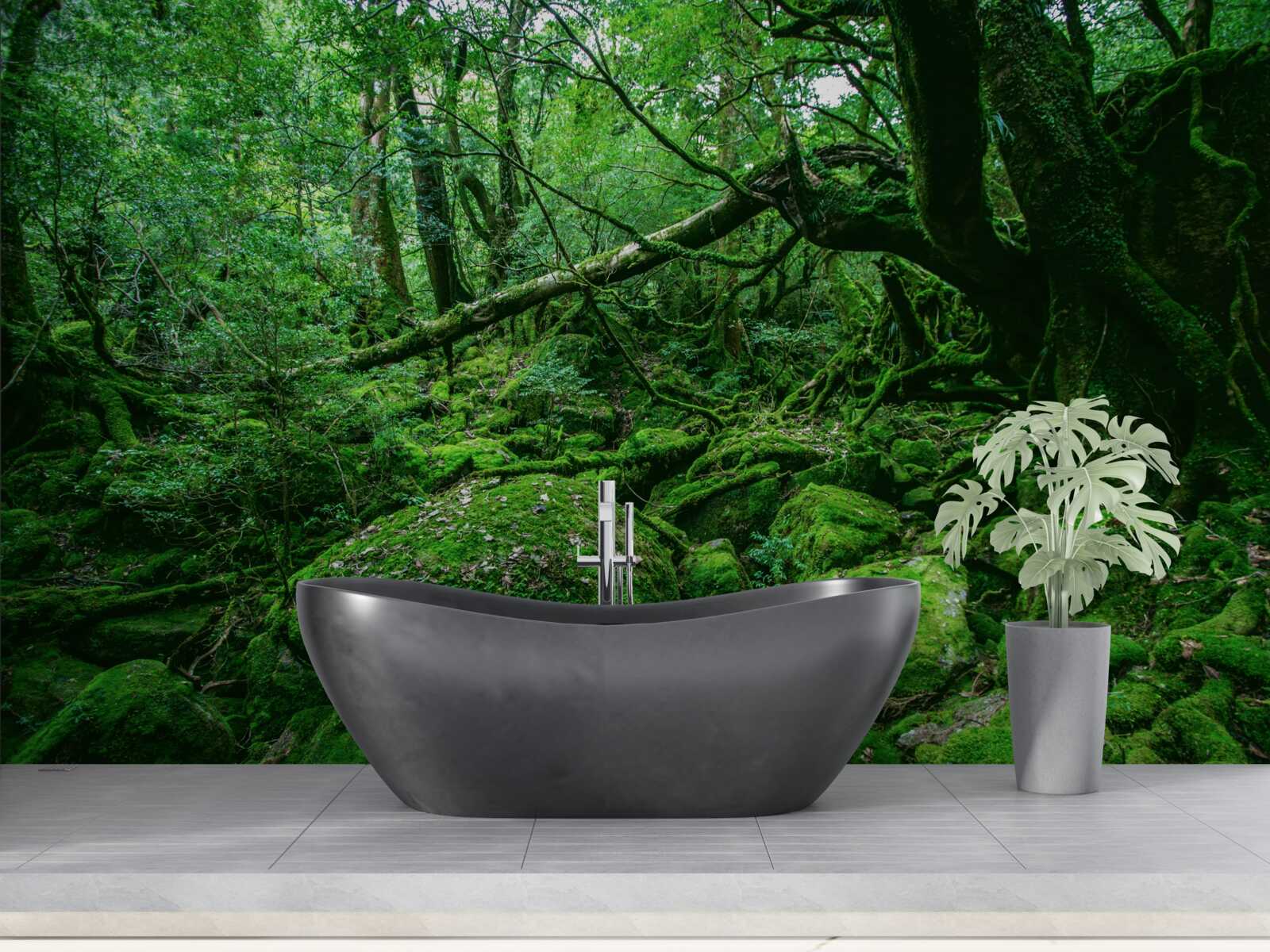 Fototapet pădure, abundent verde, fără lumina soarelui