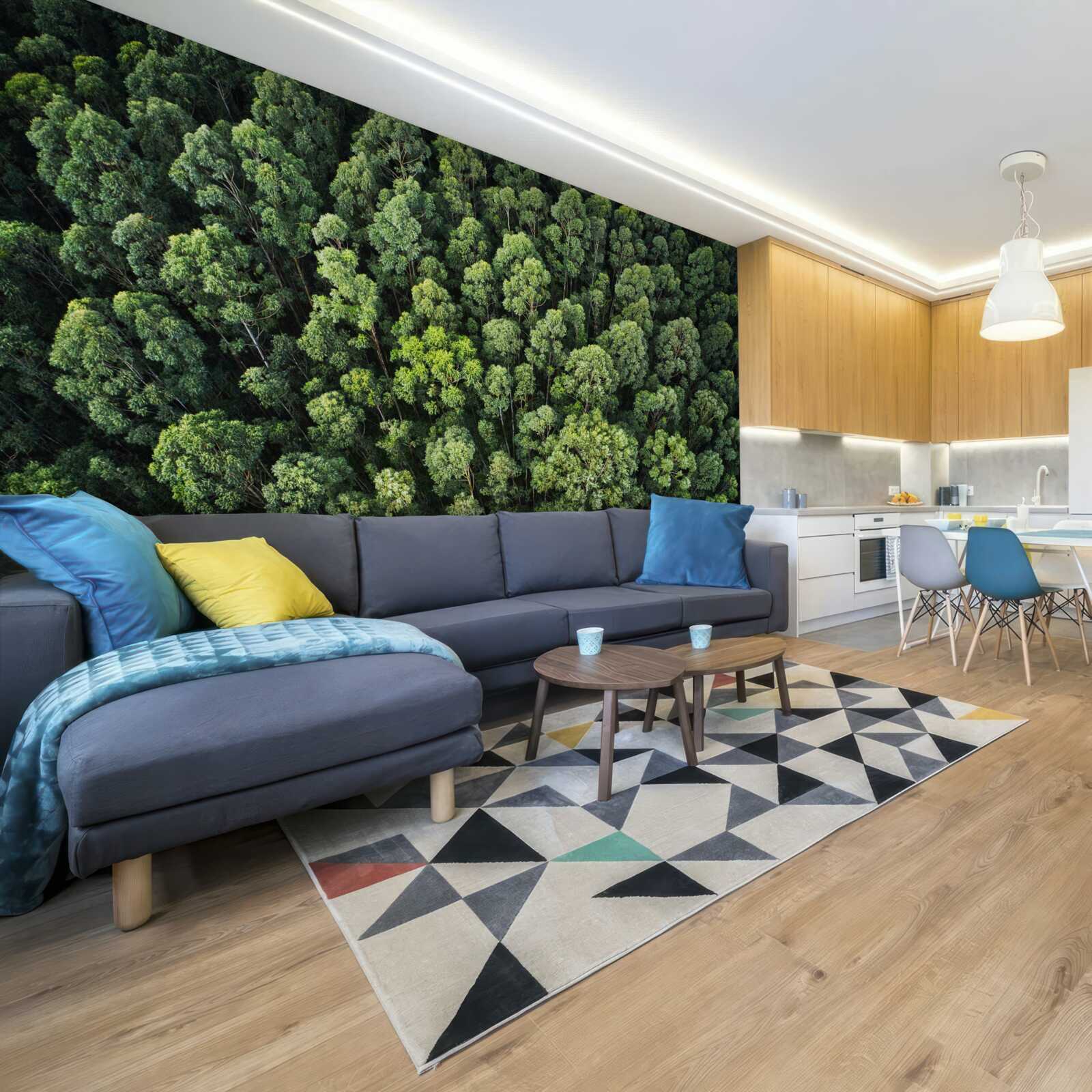 Fototapet copaci de pădure cu coroane verzi