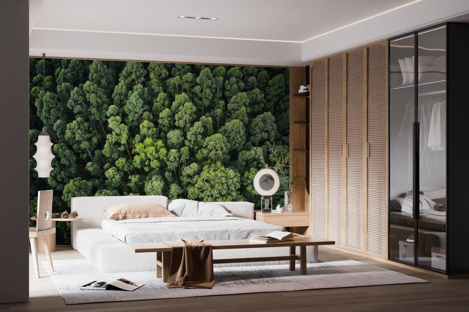 Fototapet copaci de pădure cu coroane verzi