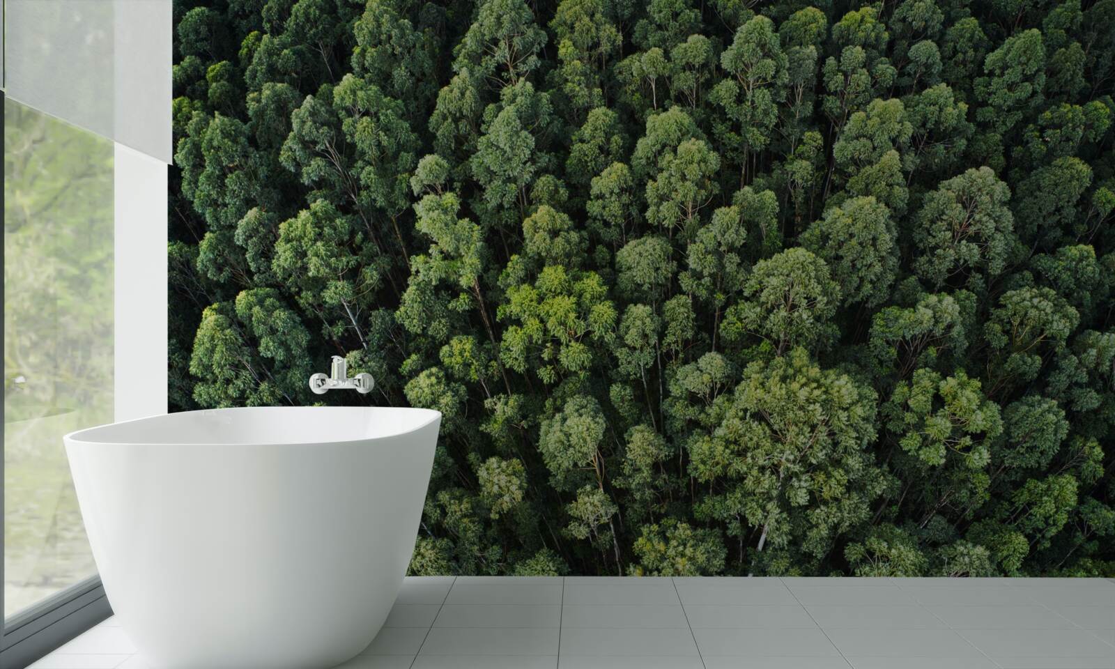 Fototapet copaci de pădure cu coroane verzi